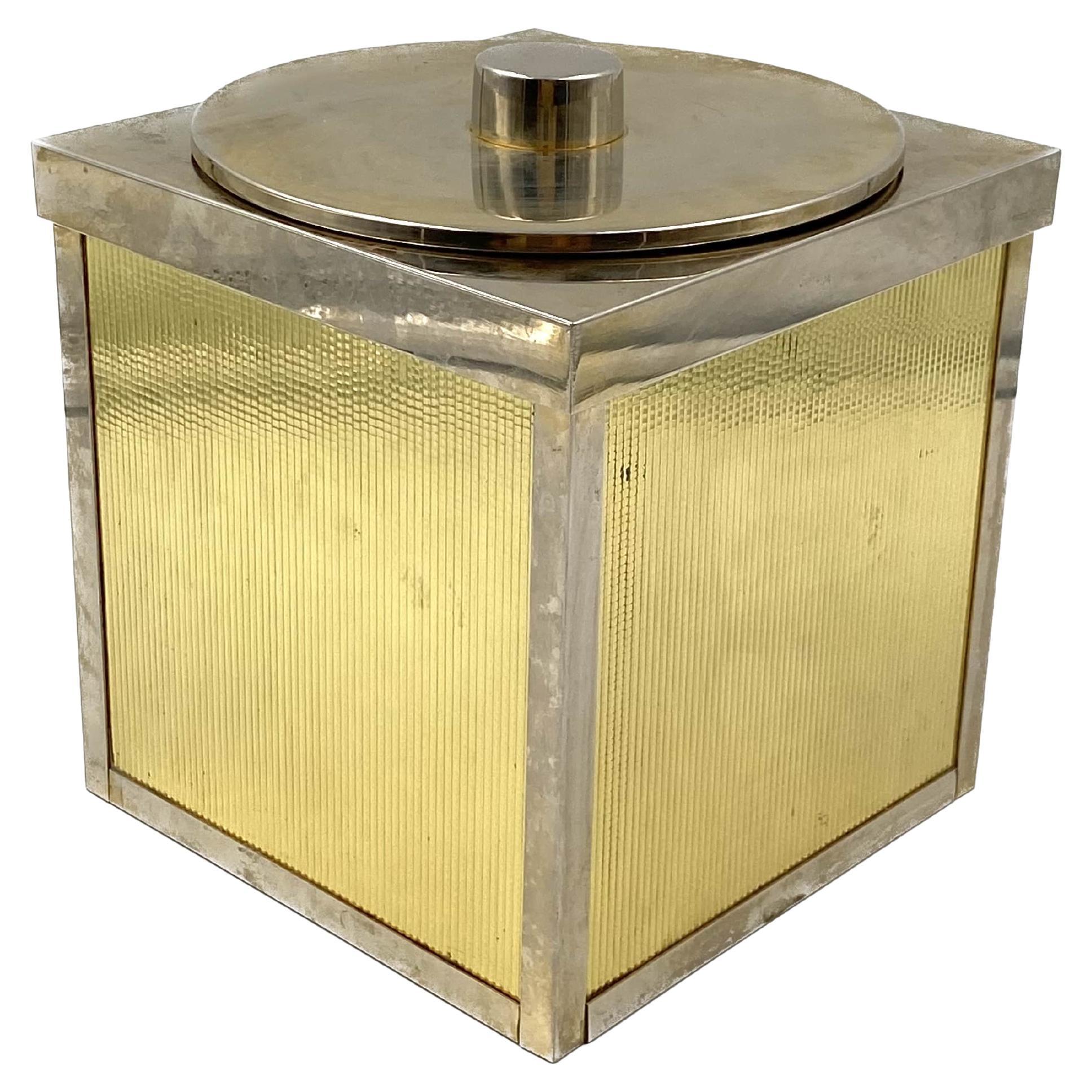 Hollywood regency golden Ice Bucket, Italy, ca. 1970s For Sale