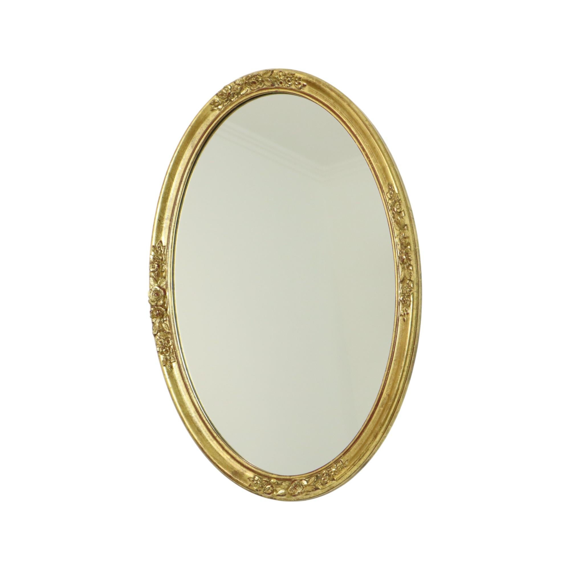 Hollywood Regency Specchio d'oro ovale Deknudt classico in vendita 5