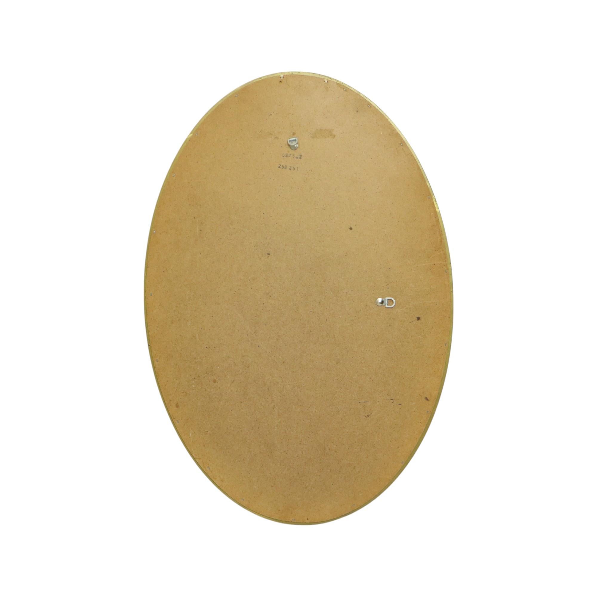 Hollywood Regency Specchio d'oro ovale Deknudt classico in vendita 6