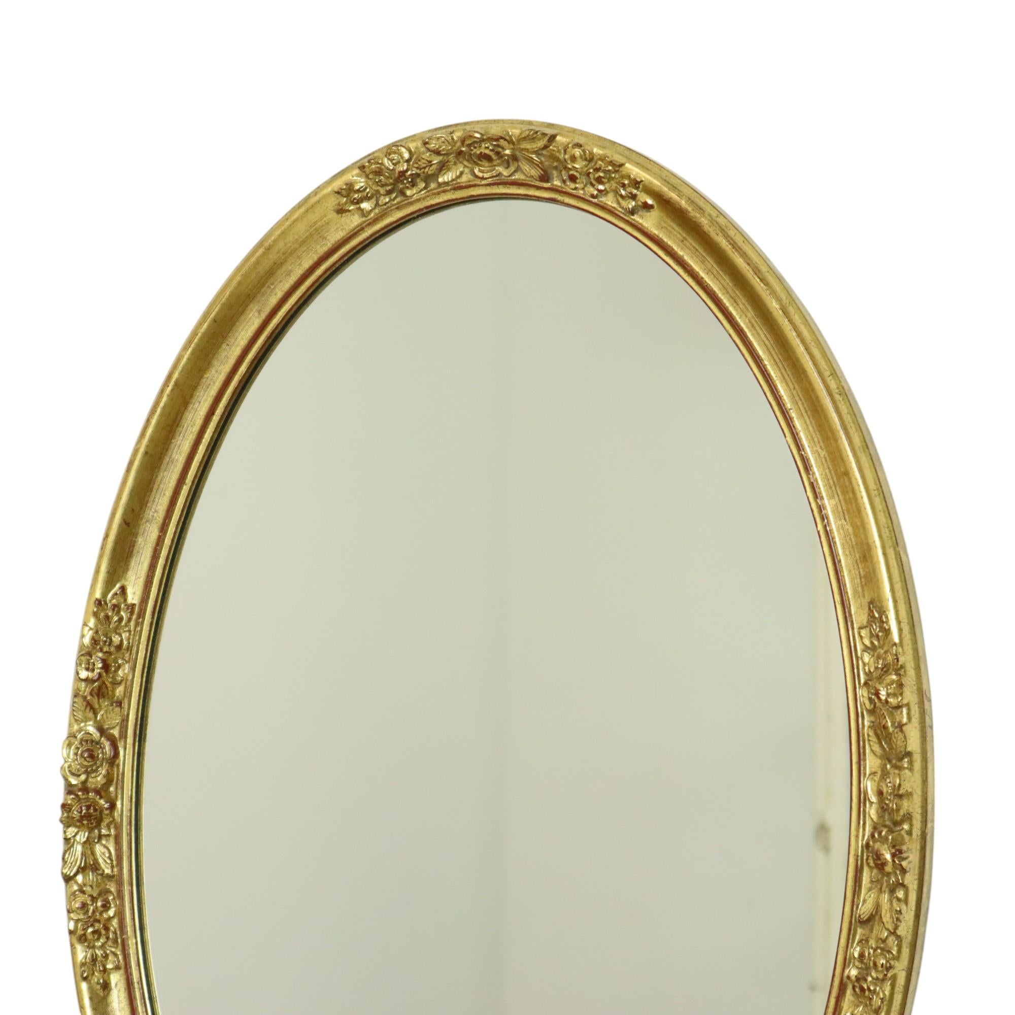 Belga Hollywood Regency Specchio d'oro ovale Deknudt classico in vendita