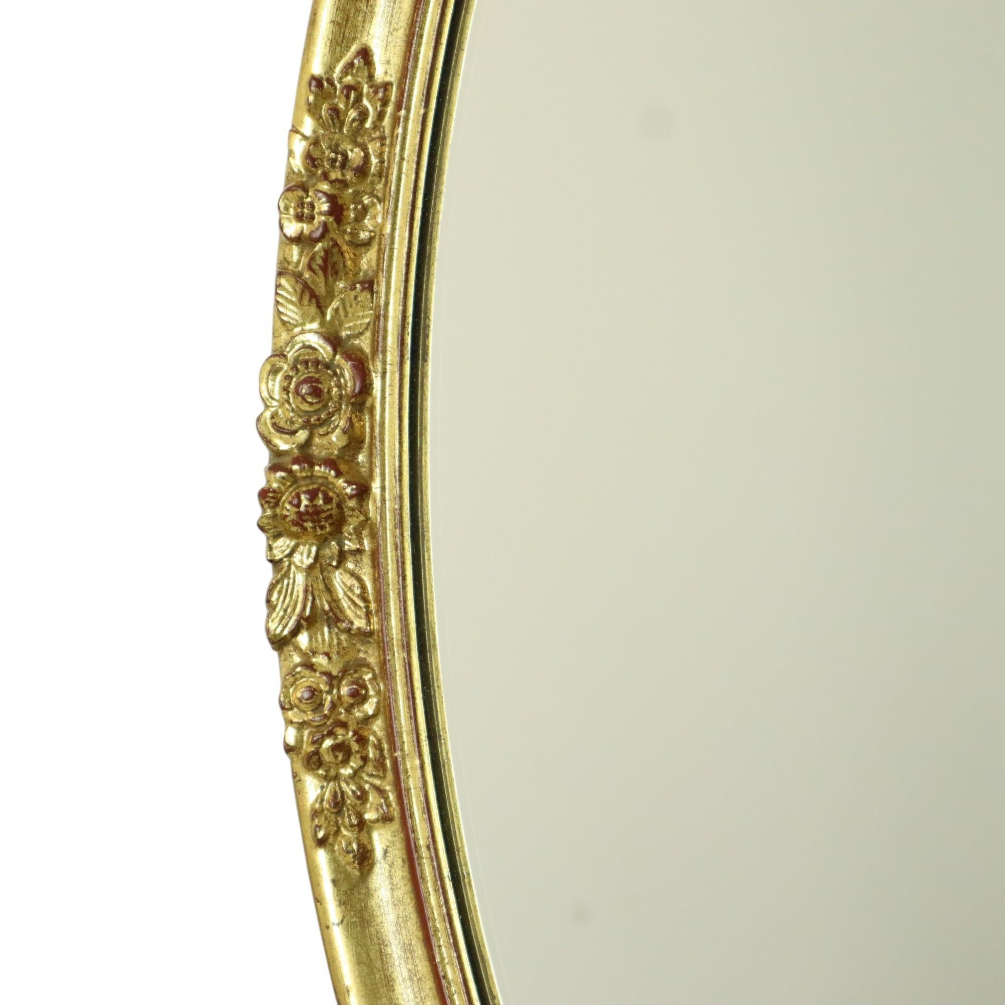 Vetro Hollywood Regency Specchio d'oro ovale Deknudt classico in vendita