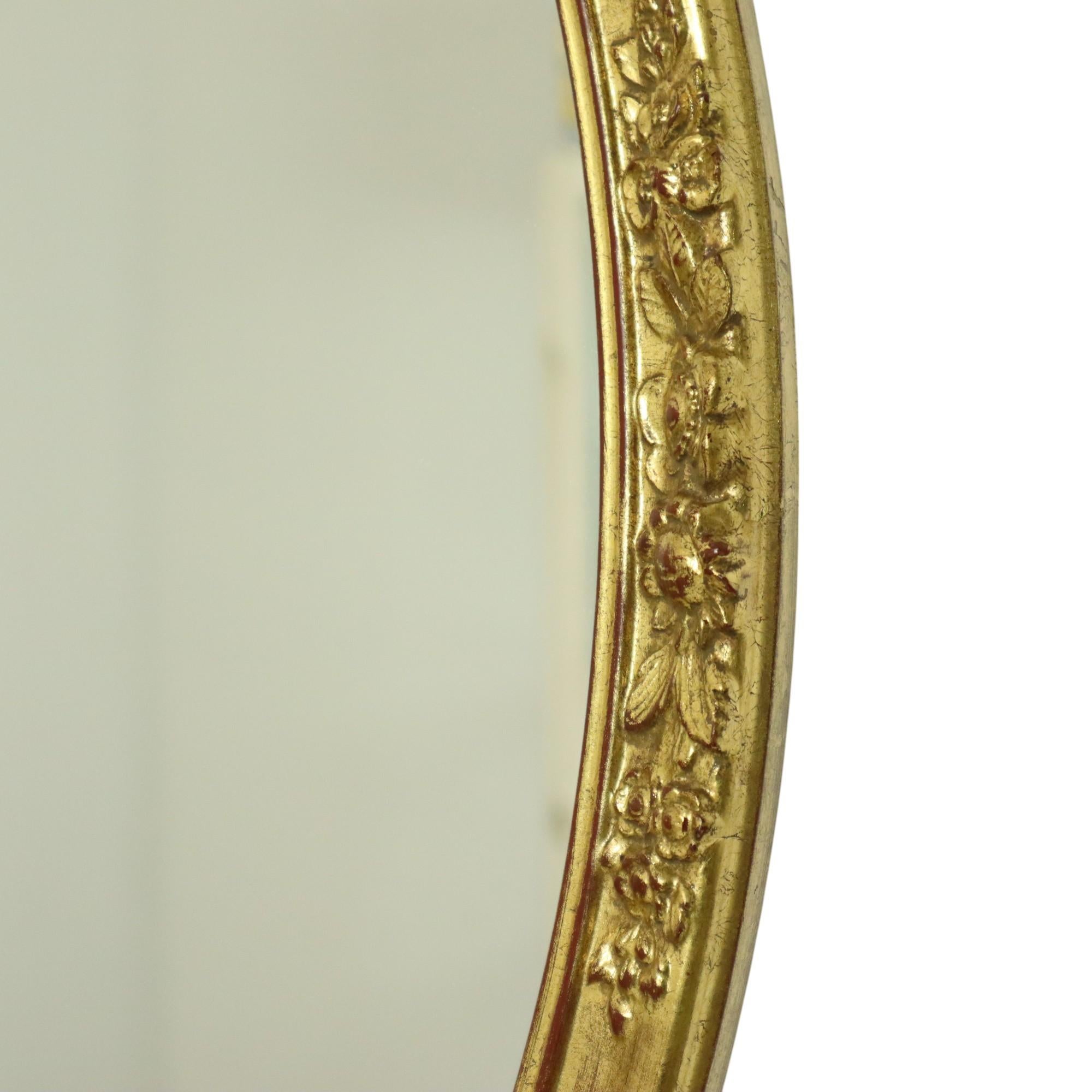 Hollywood Regency Specchio d'oro ovale Deknudt classico in vendita 1