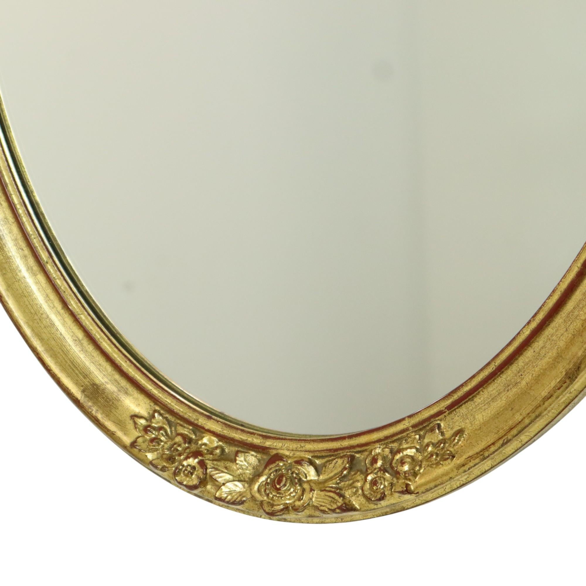 Hollywood Regency Specchio d'oro ovale Deknudt classico in vendita 2
