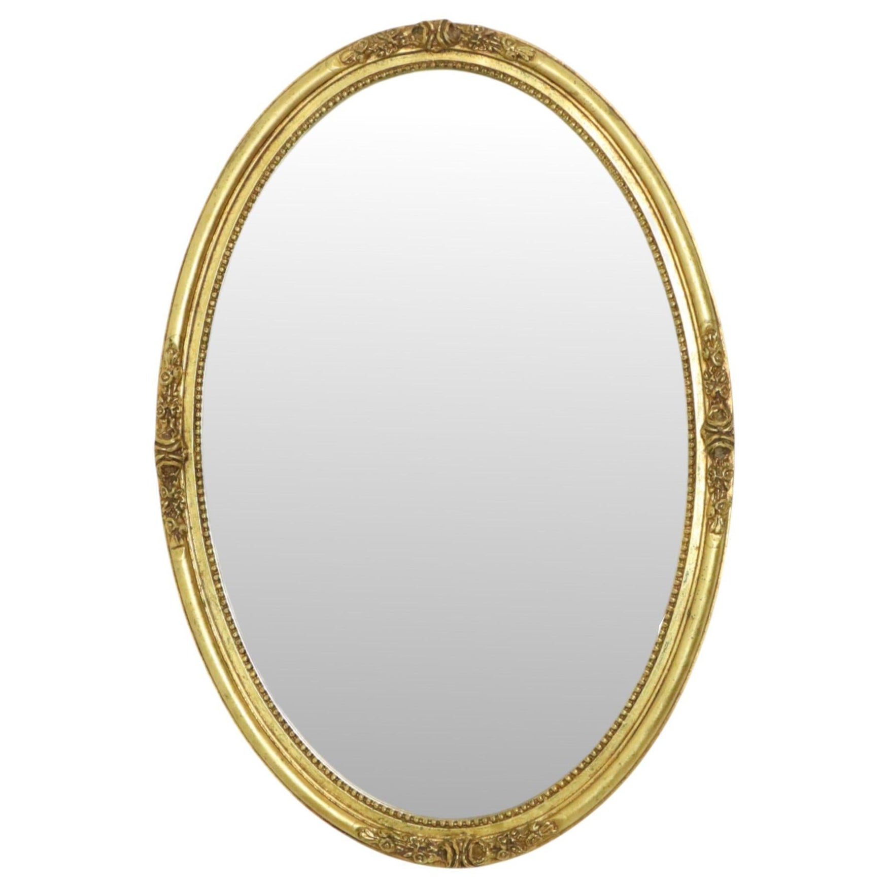 Hollywood Regency Golden Mirror Oval Deknudt Classic im Angebot