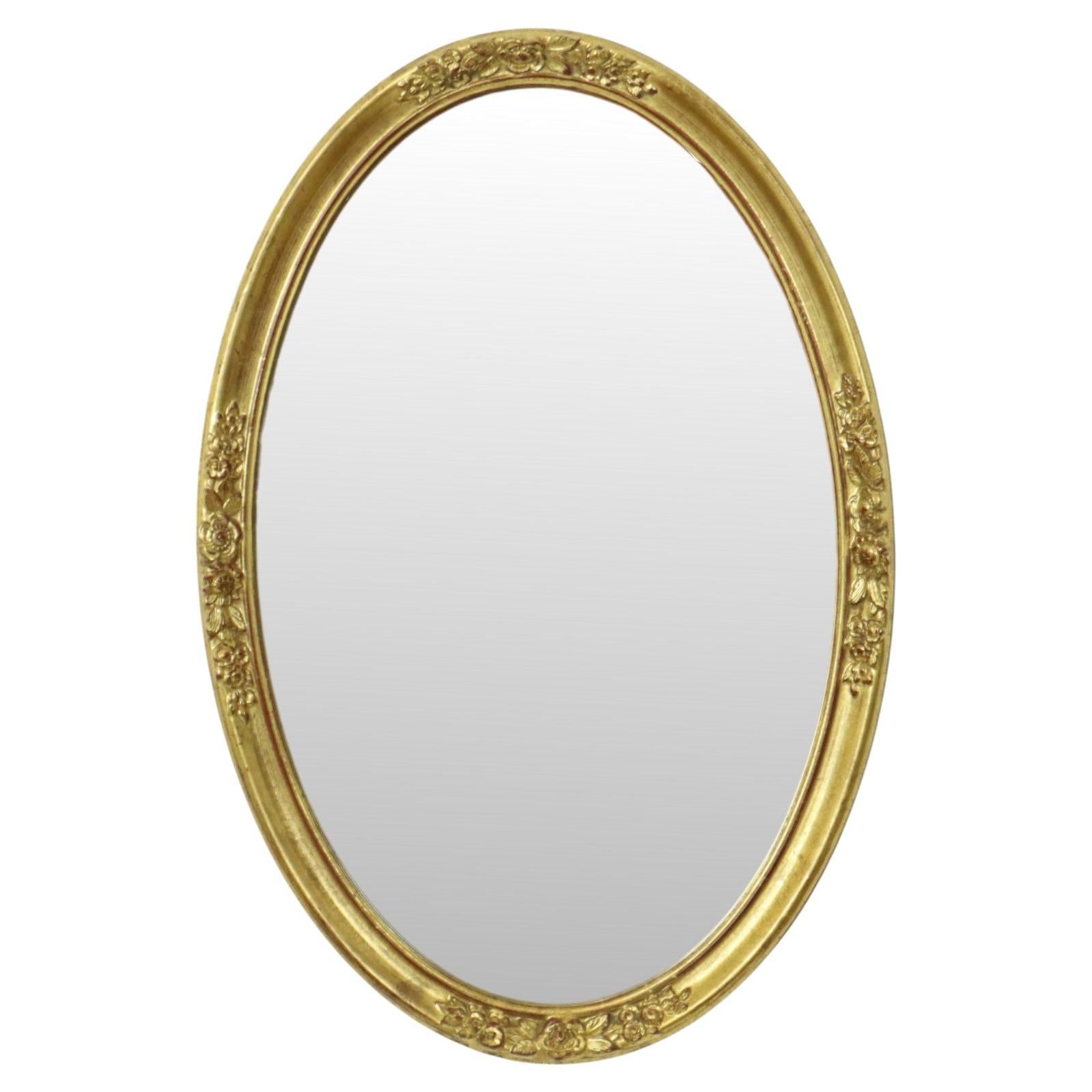 Hollywood Regency Golden Mirror Oval Deknudt Classic