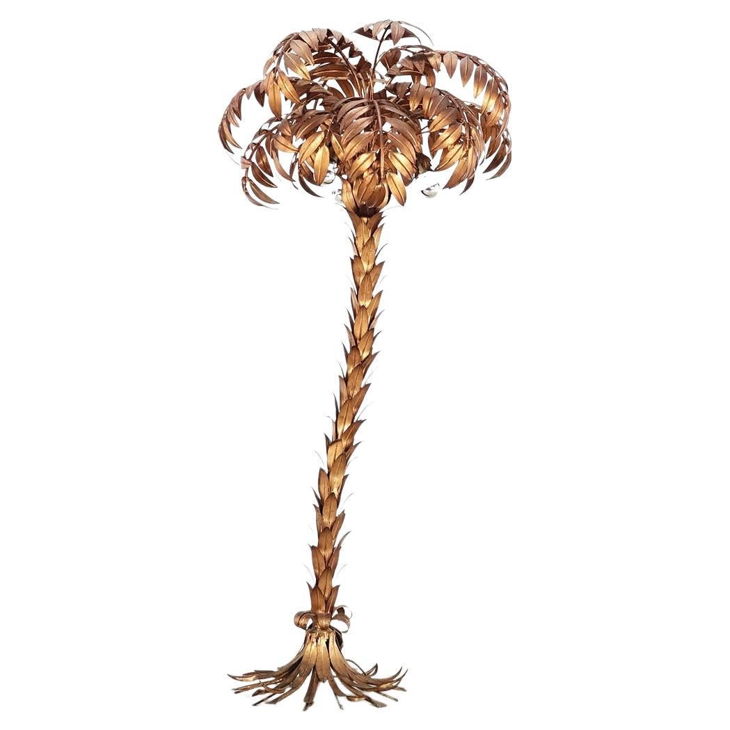 Hollywood Regency Golden Palm Tree Floor Lamp Design Hans Kögl, 1970