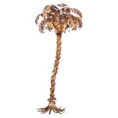 Hollywood Regency Golden Palm Tree Floor Lamp Design Hans Kögl, 1970