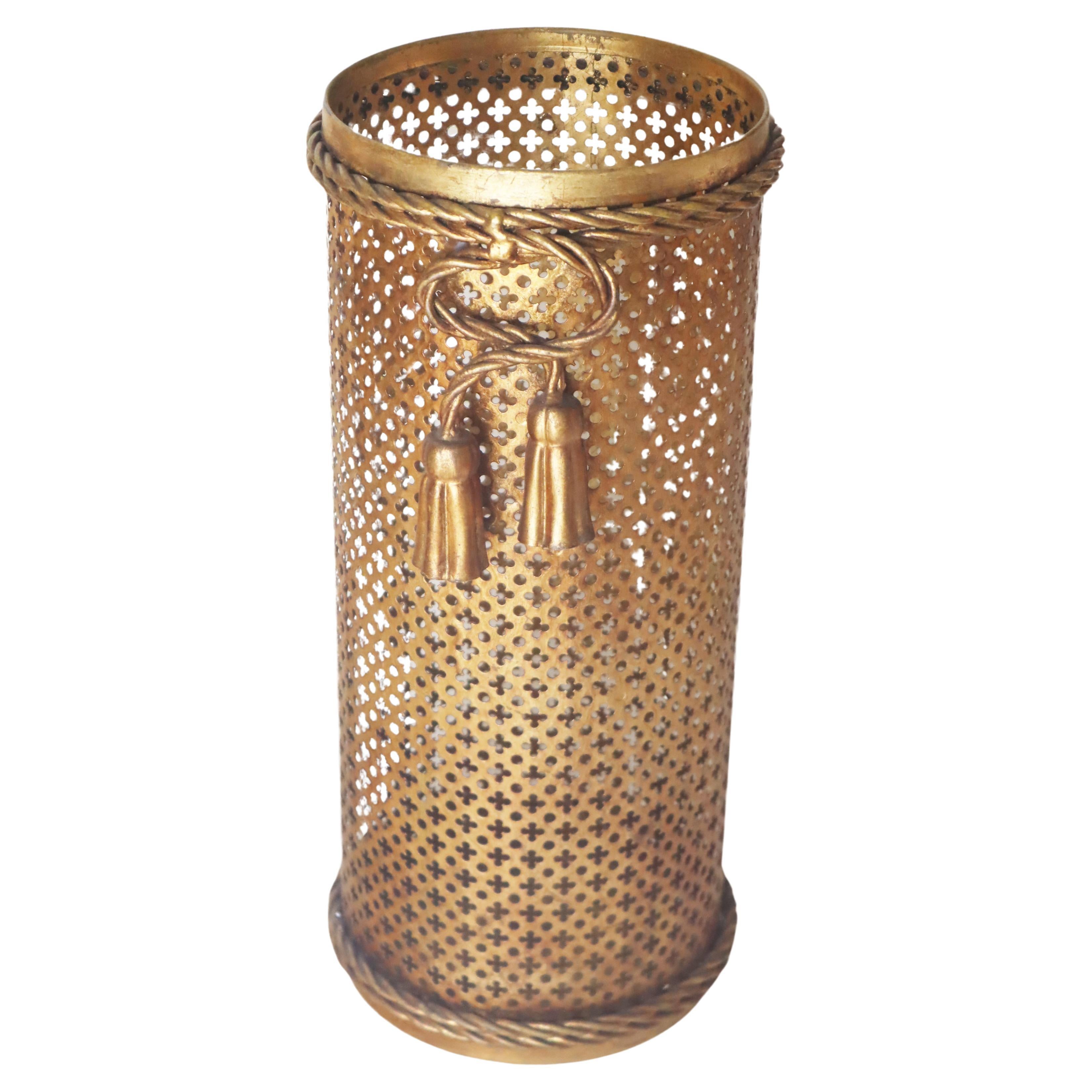 Hollywood Regency Golden Umbrella stand by Li Puma Firenze, Italy 1950s For Sale
