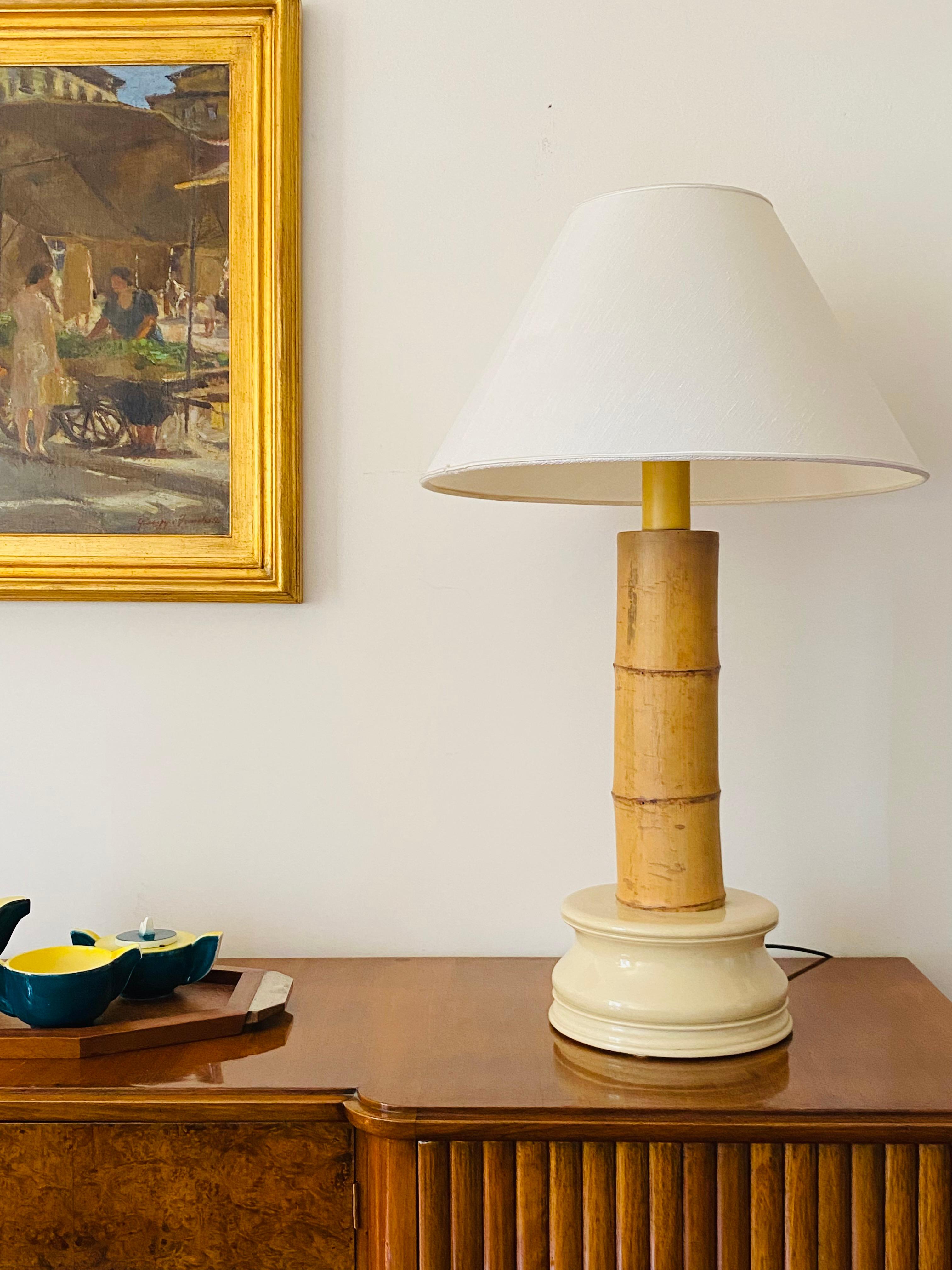 Italian Hollywood Regency Great Bamboo Table Lamp, RCM 1867 Italy, 1970s For Sale