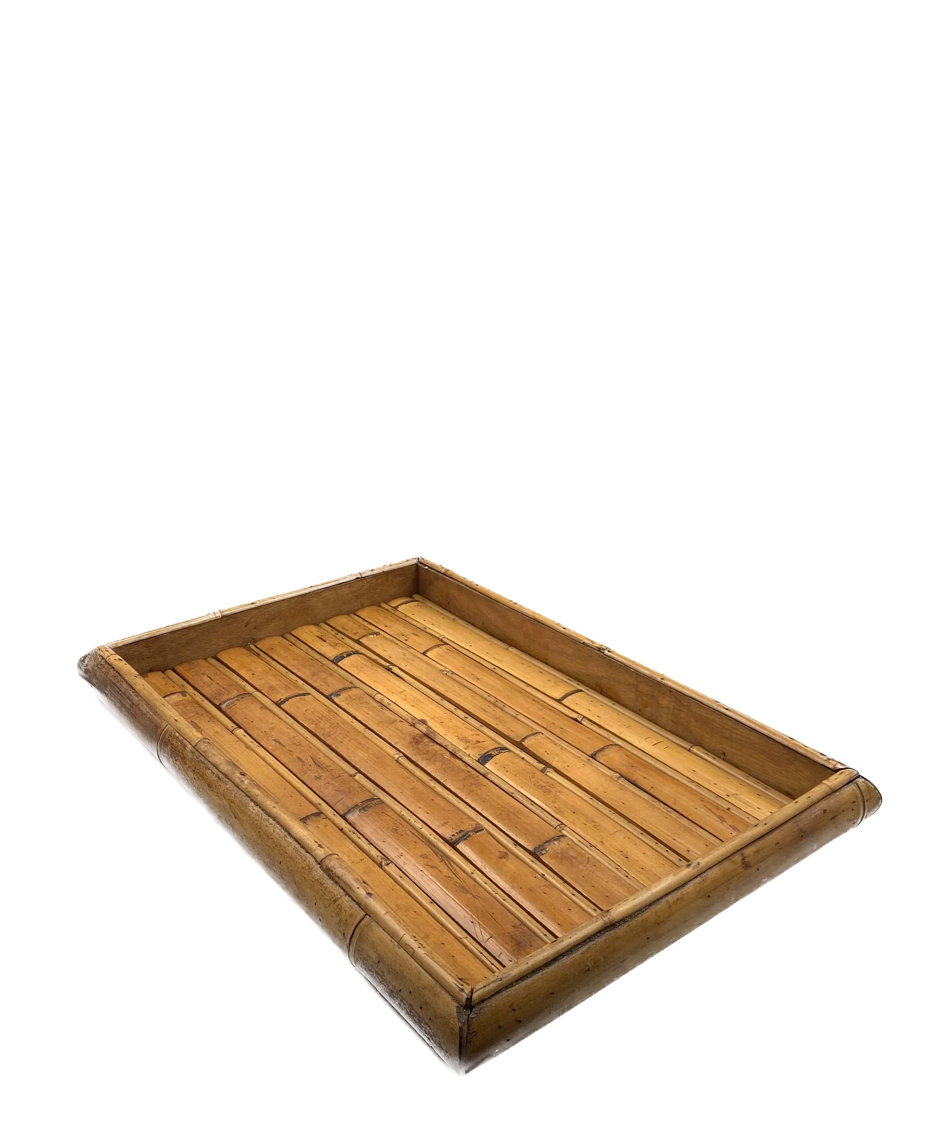 Hollywood regency gran bandeja de bambú, Italia 1970s en venta 5