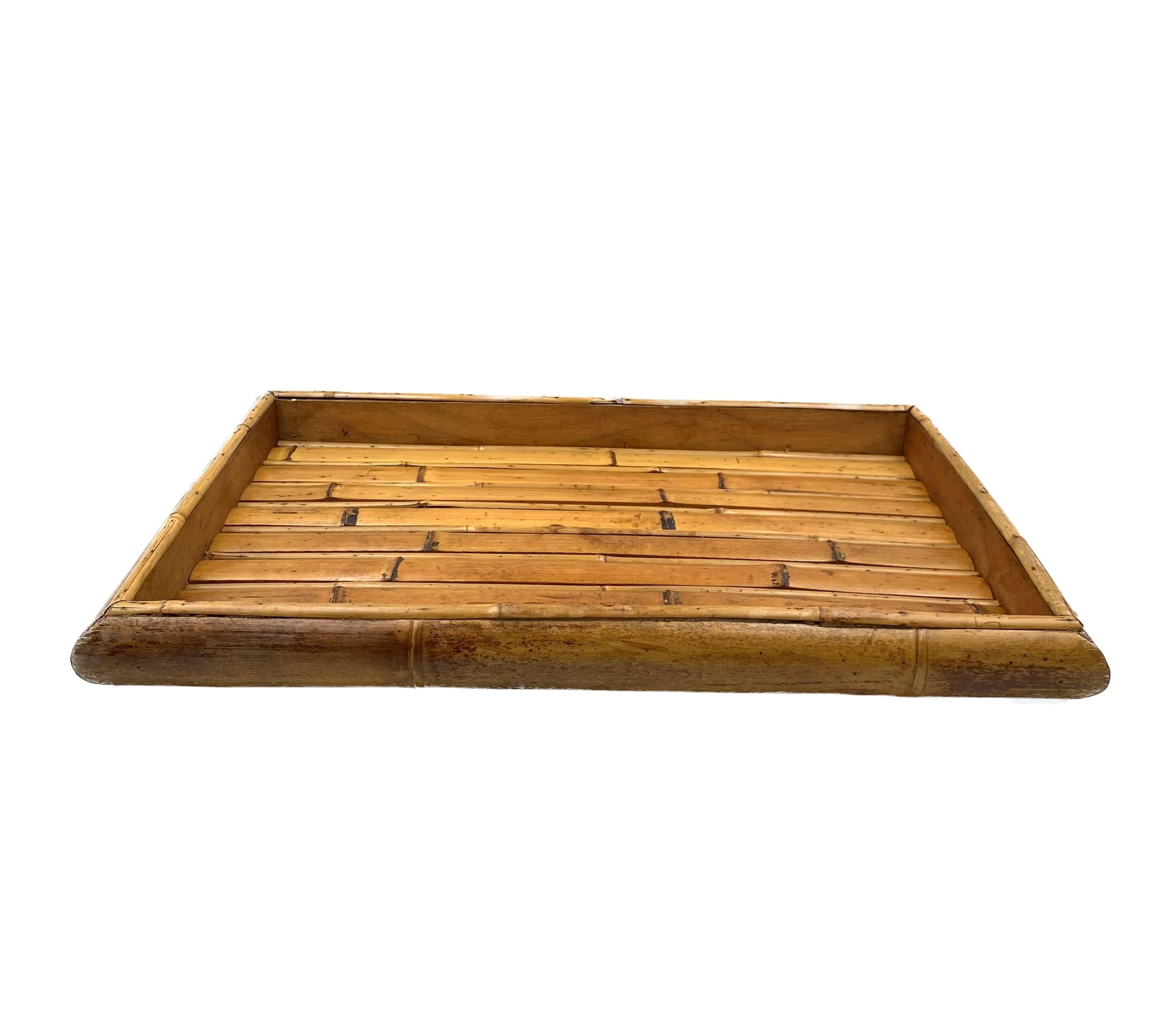 Late 20th Century Hollywood regency great bamboo tray, Italy 1970s For Sale