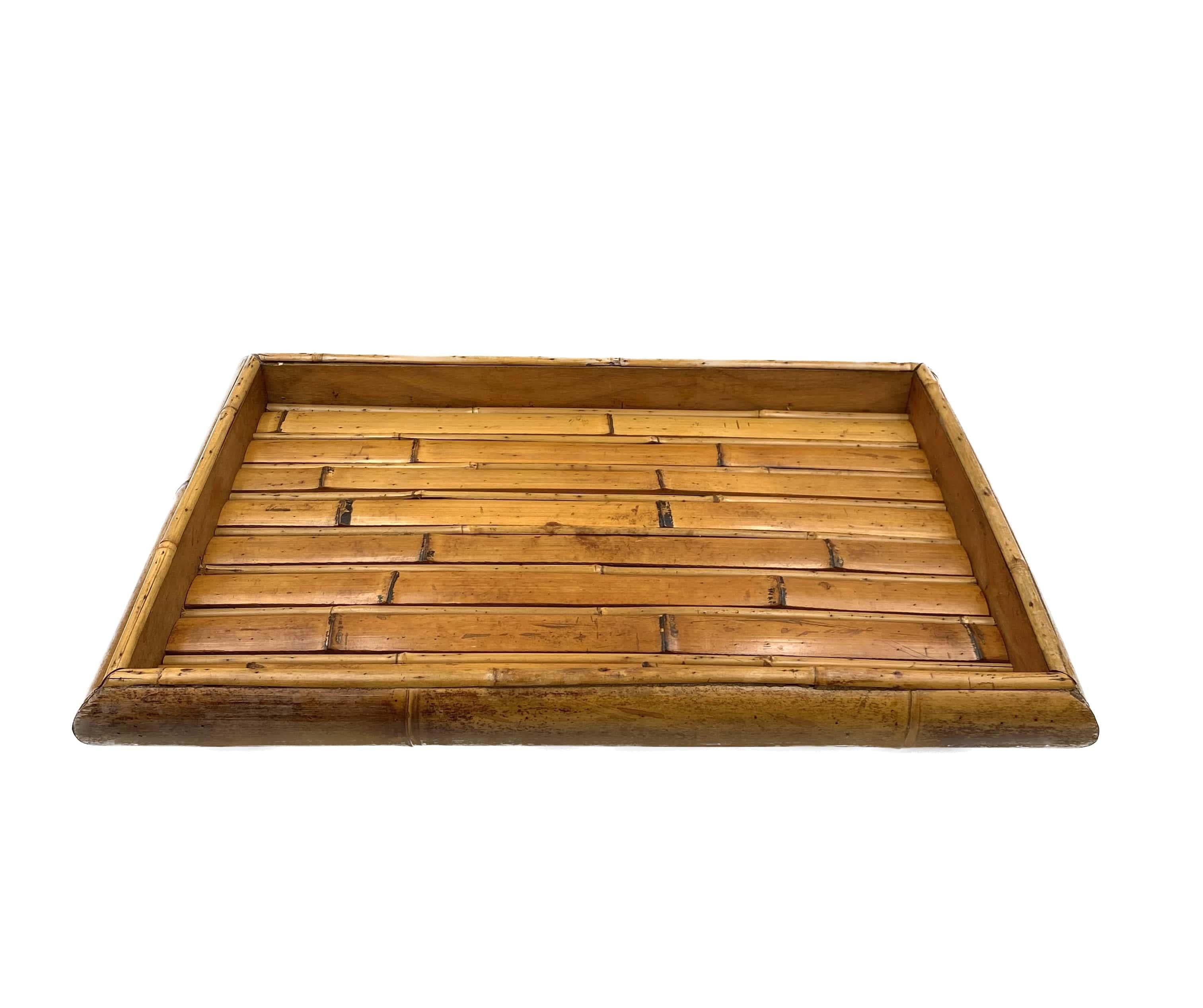 Bamboo Hollywood regency great bamboo tray, Italy 1970s For Sale