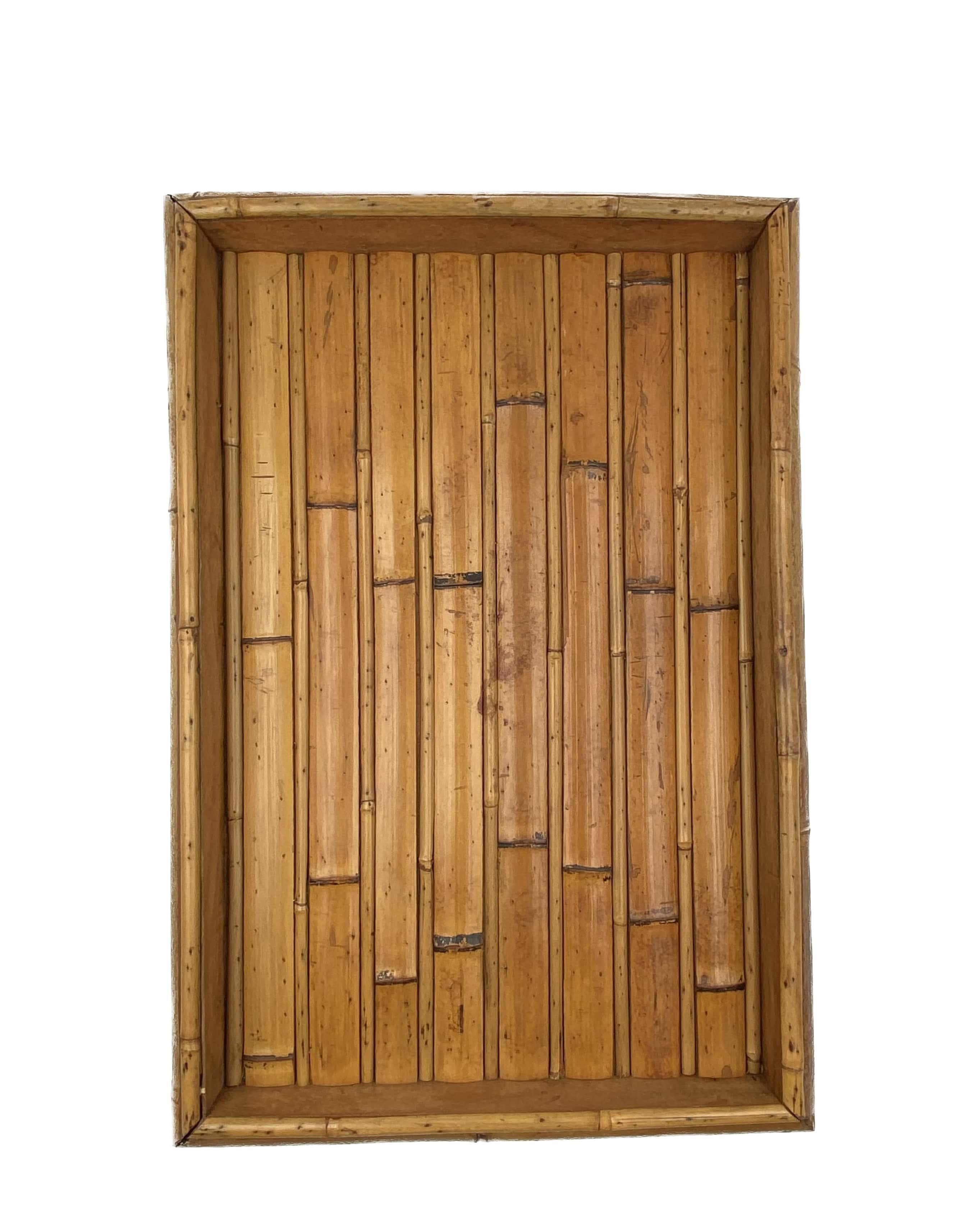 Hollywood regency gran bandeja de bambú, Italia 1970s en venta 2