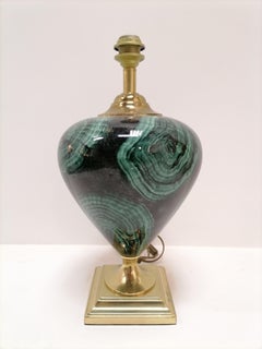 Hollywood Regency Green Table Lamp Malachite, 1980