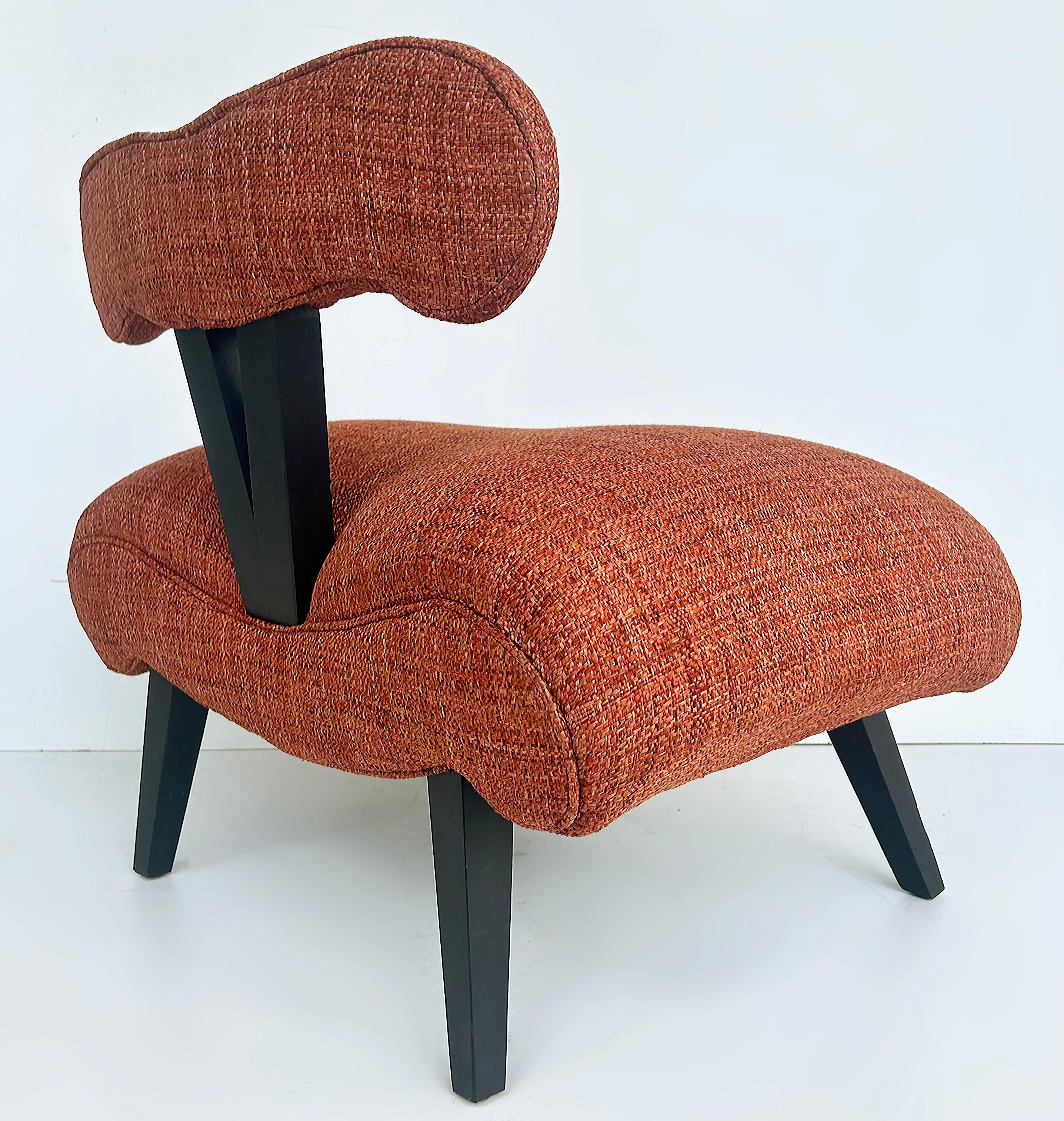 Ébénisé Chaise pantoufle originale Grosfeld House Hollywood Regency des années 1940