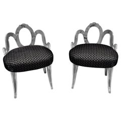 Hollywood Regency Grosfeld House Sculptural Lucite Side Chairs 1940s