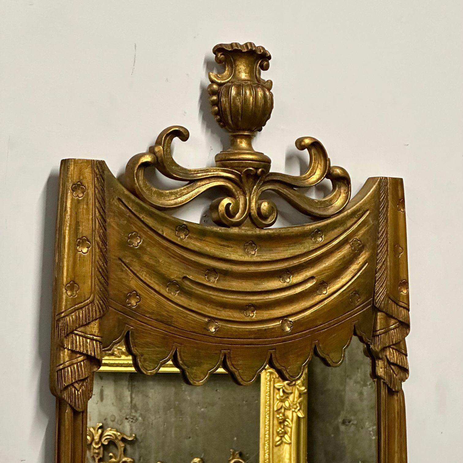 Mid-20th Century Hollywood Regency Grosfeld House Wall / Console / Pier Mirror, Draper Style For Sale