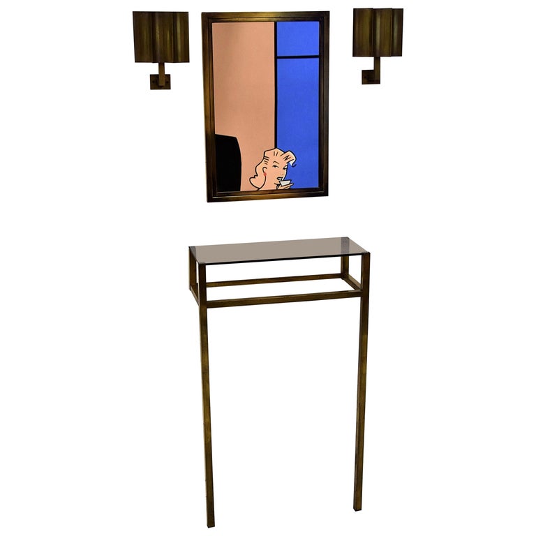 Console Murale En Bois – Style Hollywood Regency – Beige – Pièce Rare – Dimensions 82,5x67,5x25 Cm