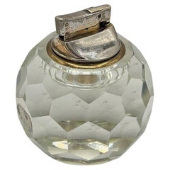Encendedor de Mesa de Cristal Multi Facetado Tallado a Mano Hollywood Regency