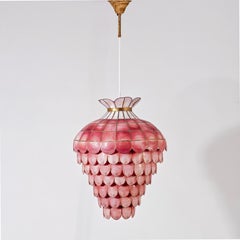 Hollywood Regency handgefertigter rosa Muschelkronleuchter, Italien, 1960er Jahre