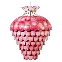 Hollywood Regency handgefertigter rosa Muschelkronleuchter, Italien, 1960er Jahre