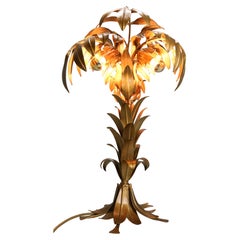 HANS KOGL lampe de table Hollywood Regency palmier métal doré 1970