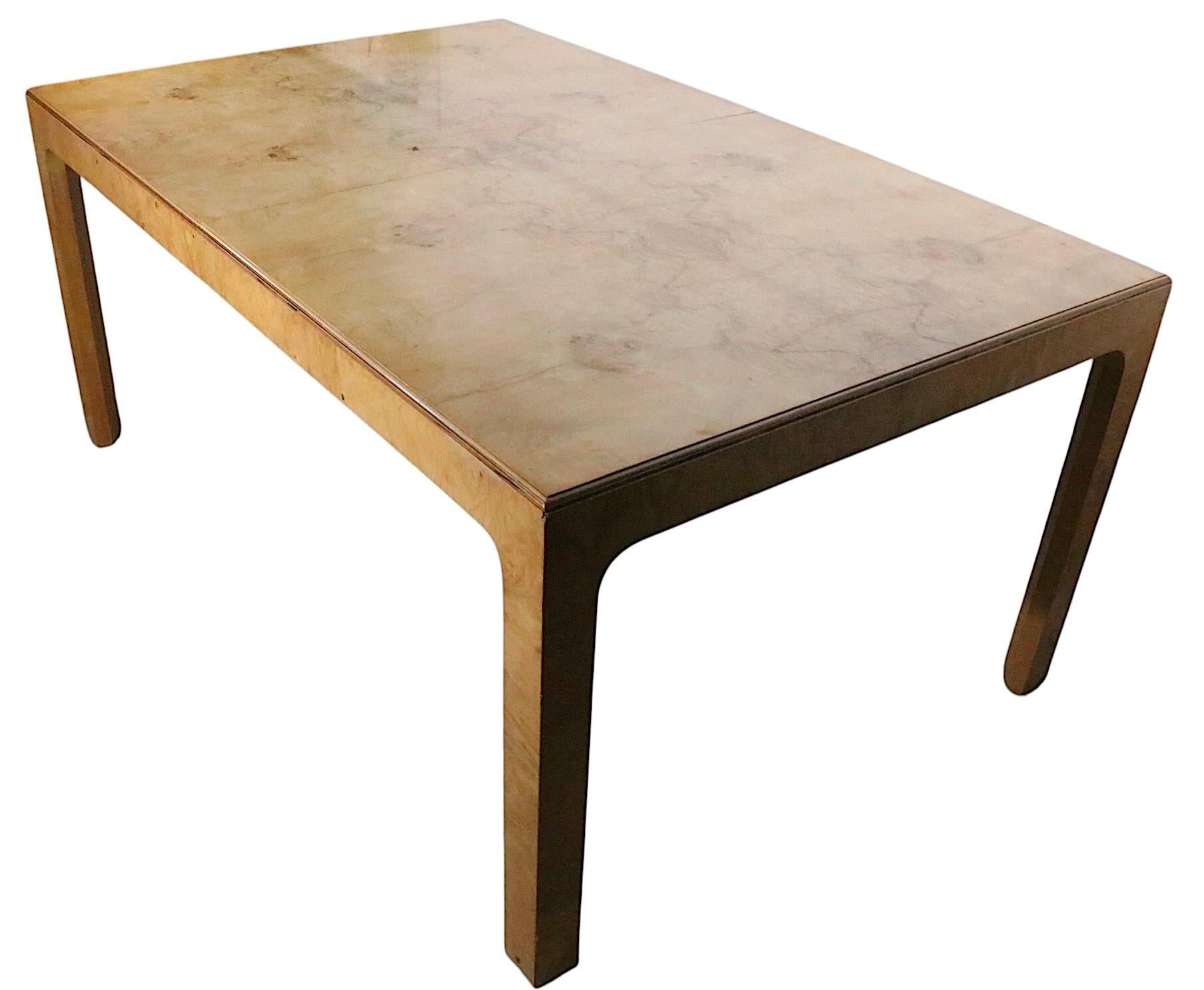 Hollywood Regency  Henredon Scene Two Burl Parsons Dining Table with Two Leaves For Sale 5