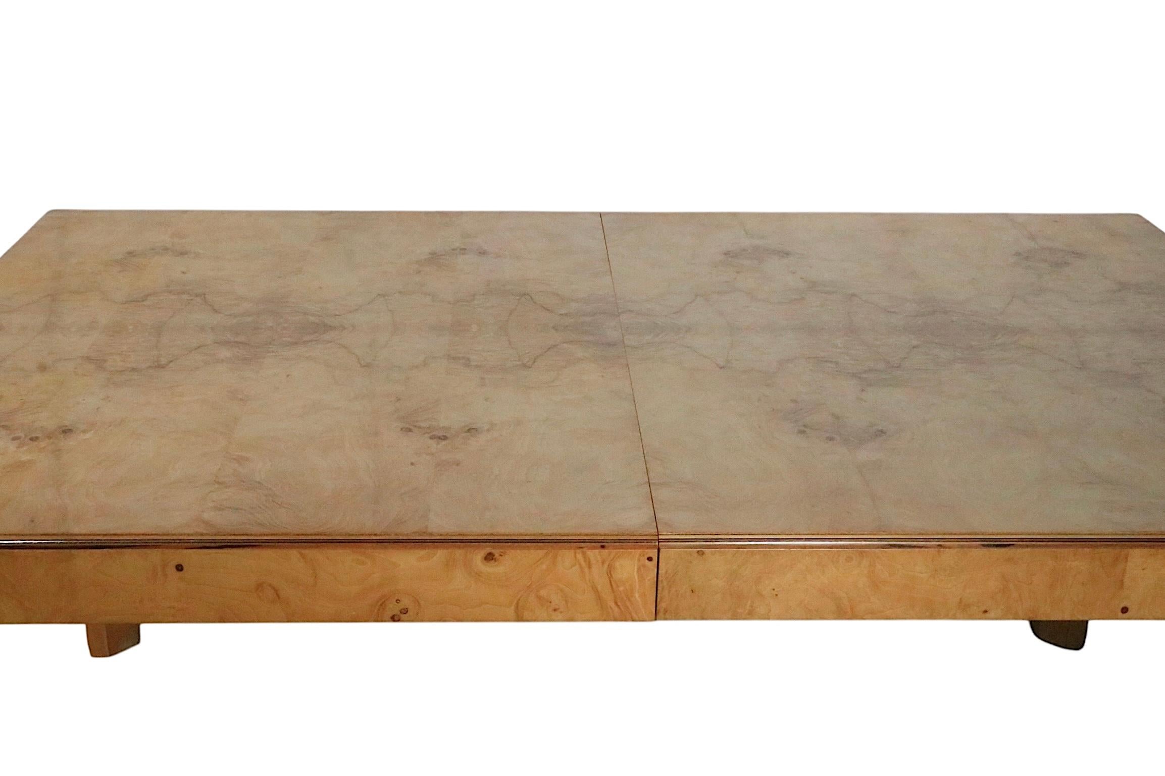 Hollywood Regency  Henredon Scene Two Burl Parsons Dining Table with Two Leaves For Sale 14