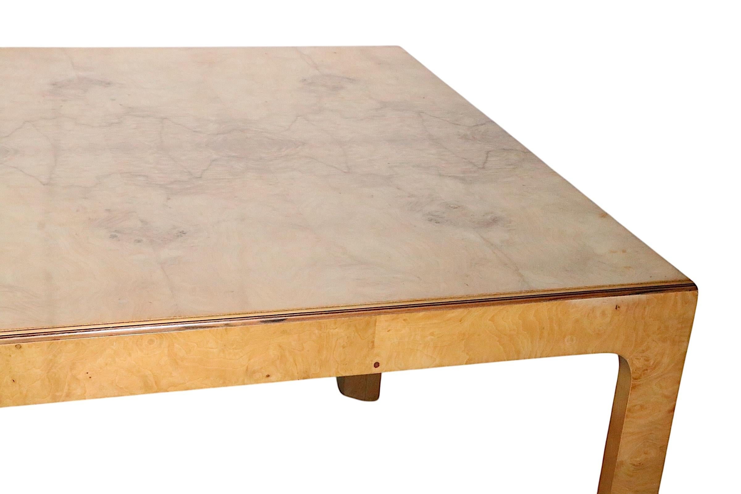American Hollywood Regency  Henredon Scene Two Burl Parsons Dining Table with Two Leaves For Sale