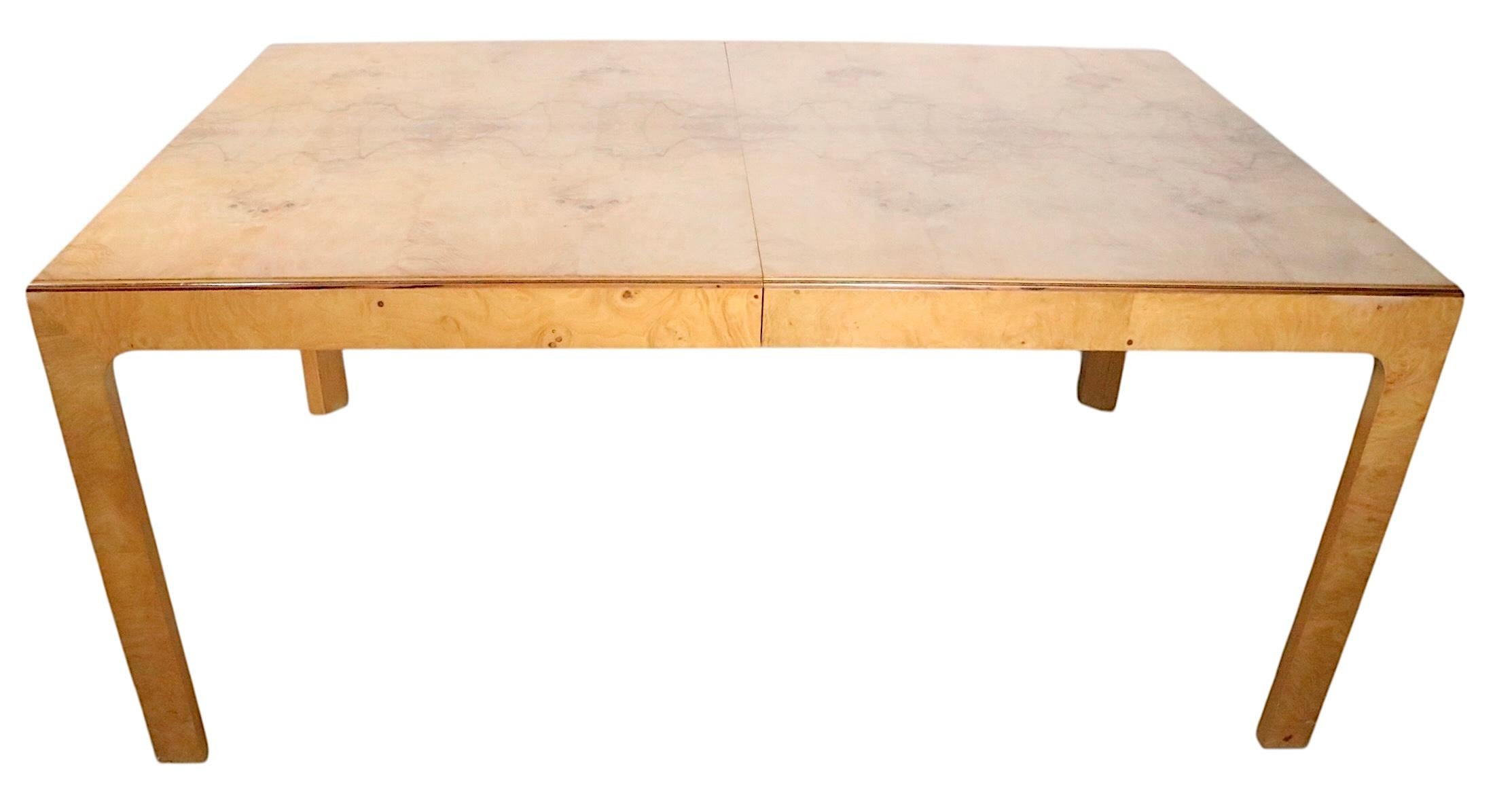 Hollywood Regency  Henredon Scene Two Burl Parsons Dining Table with Two Leaves For Sale 1