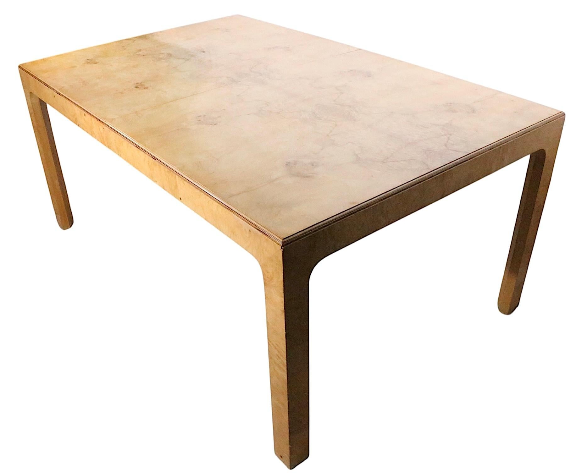 Hollywood Regency  Henredon Scene Two Burl Parsons Dining Table with Two Leaves For Sale 4