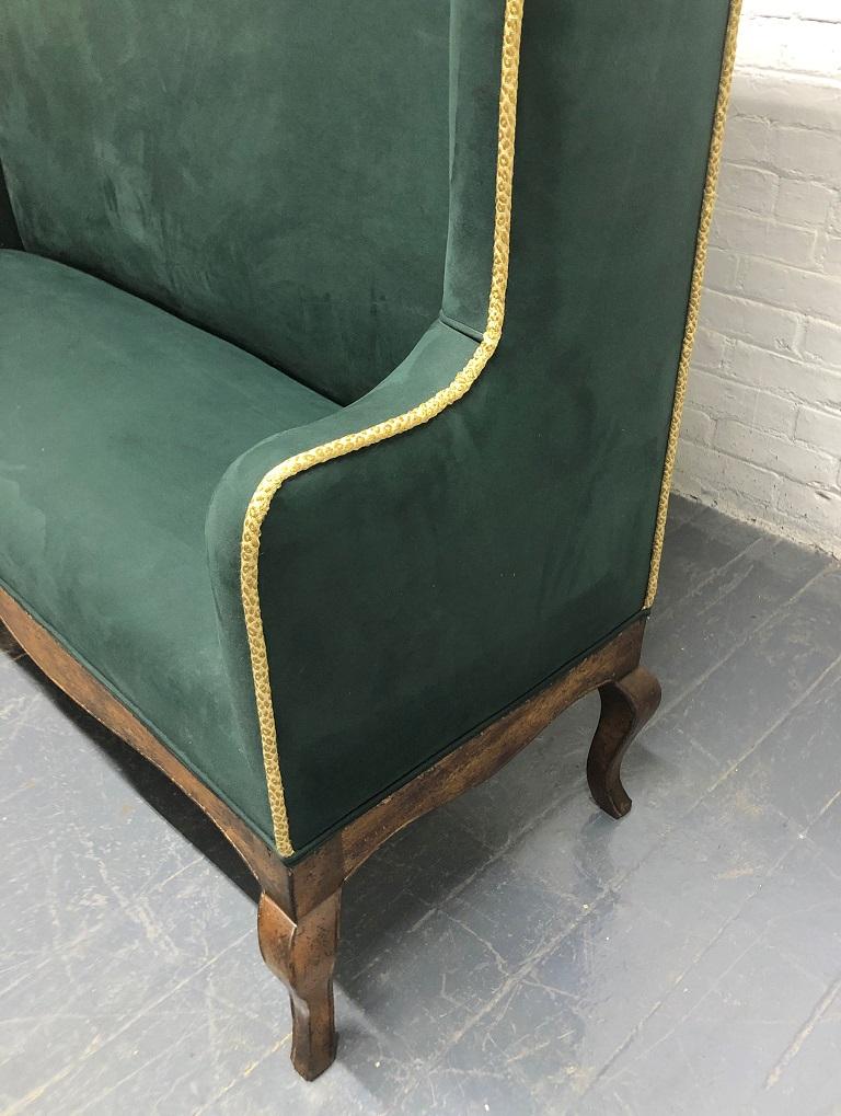 Late 20th Century Hollywood Regency High Back Bench For Sale