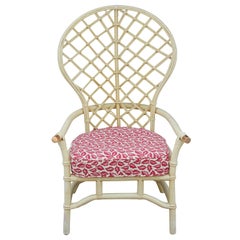 Hollywood Regency High Back Fan Faux Bamboo Rattan Chair by Ficks Reed