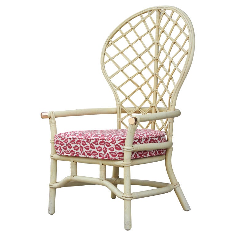 Details about / Fretwork Bamboo Wide Chair Chinese Chippendale Rattan Hollywood Regency Wicker