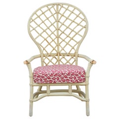 Hollywood Regency High Back Fan Faux Bamboo Rattan Chair by Ficks Reed