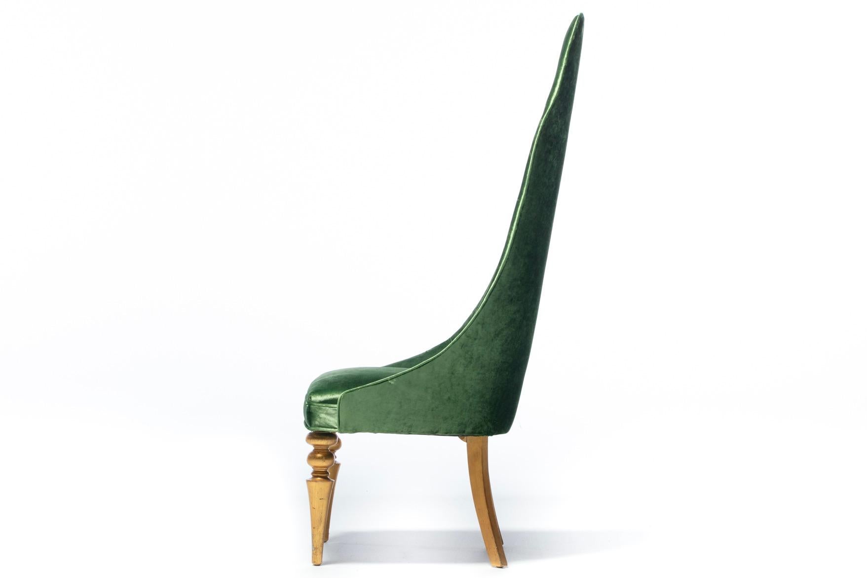 green velvet high back chair