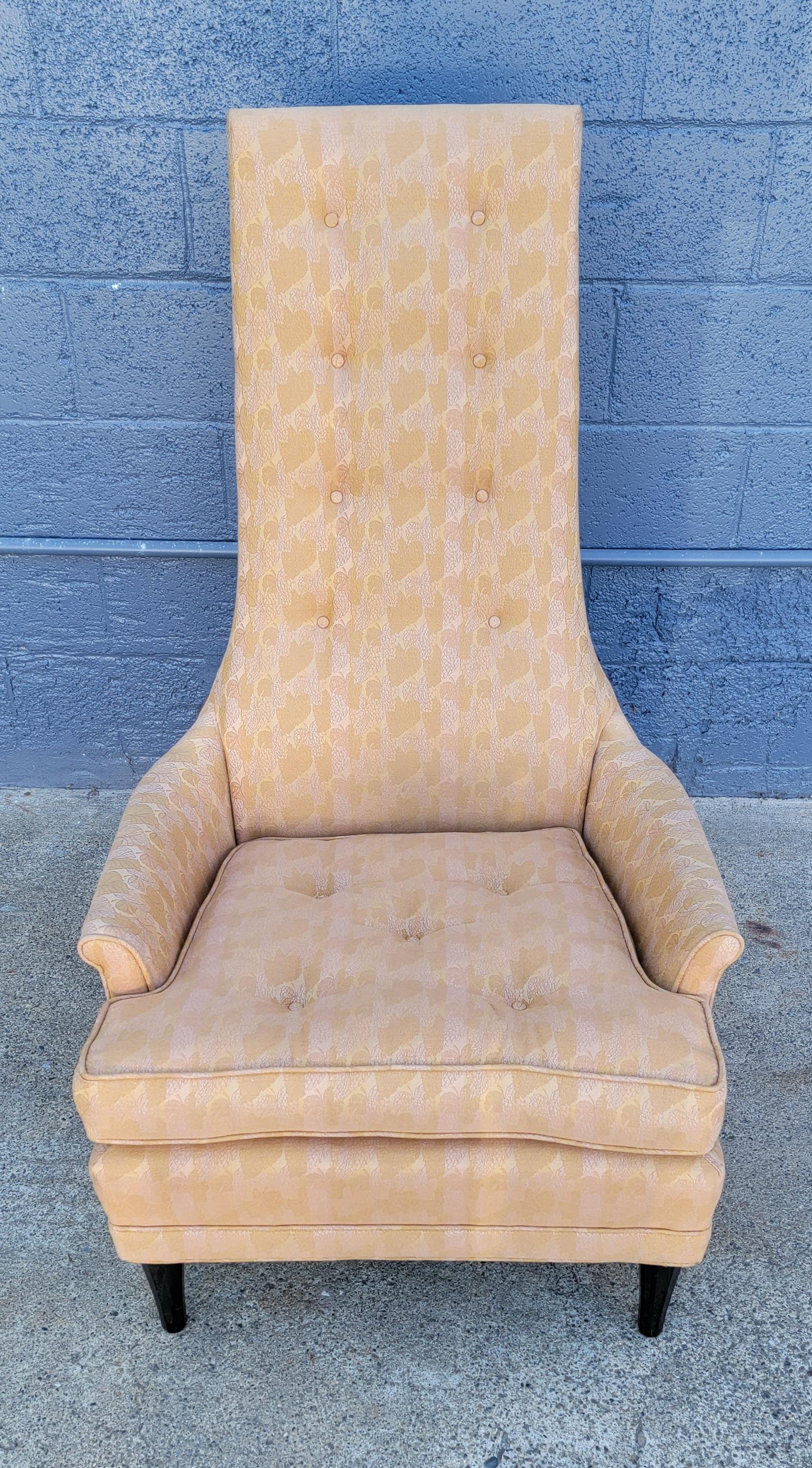 American Hollywood Regency High-Back Lounge Chair For Sale