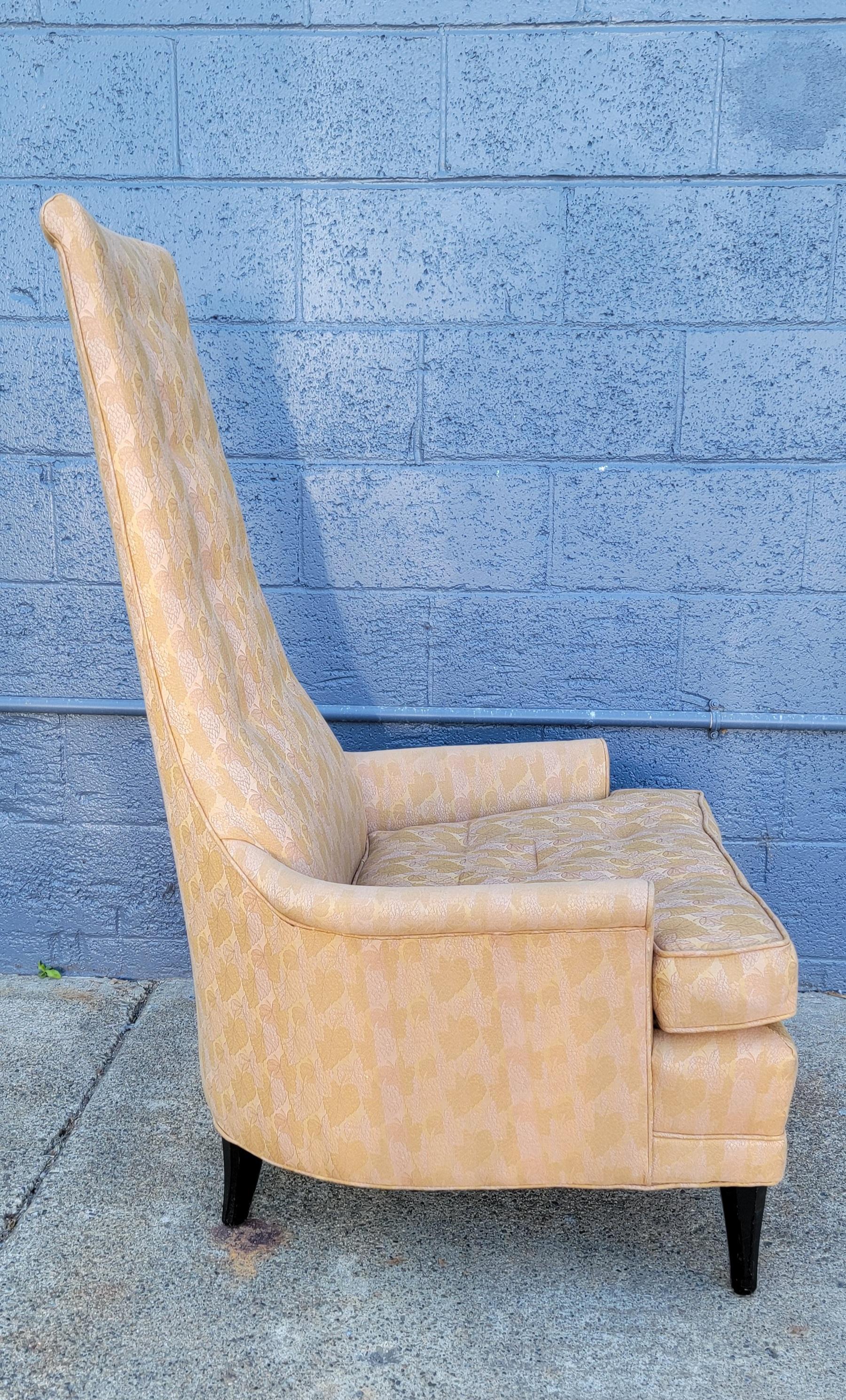 Hollywood Regency High-Back Lounge Chair In Good Condition For Sale In Fulton, CA