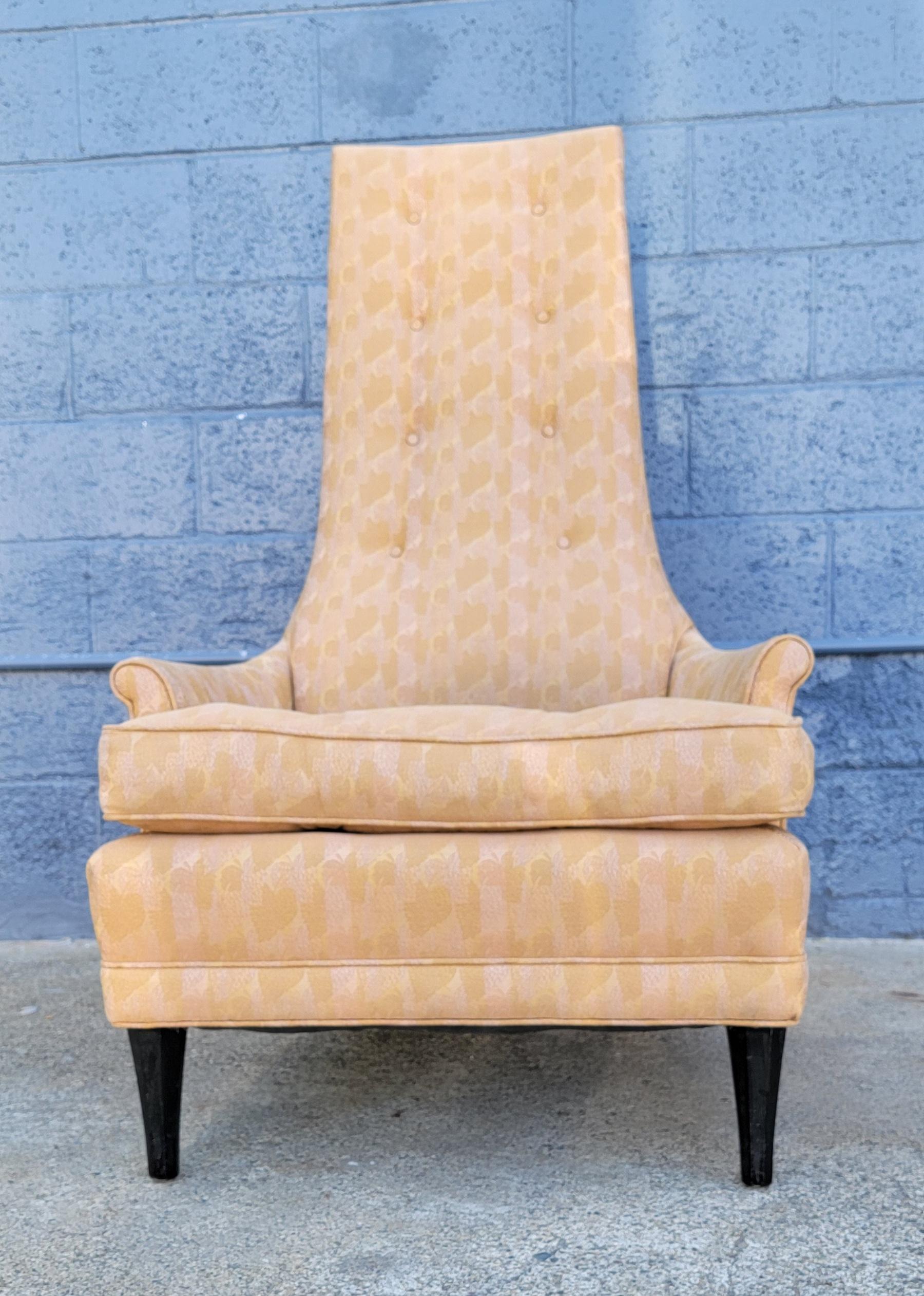 Hollywood Regency High-Back Lounge Chair For Sale 1