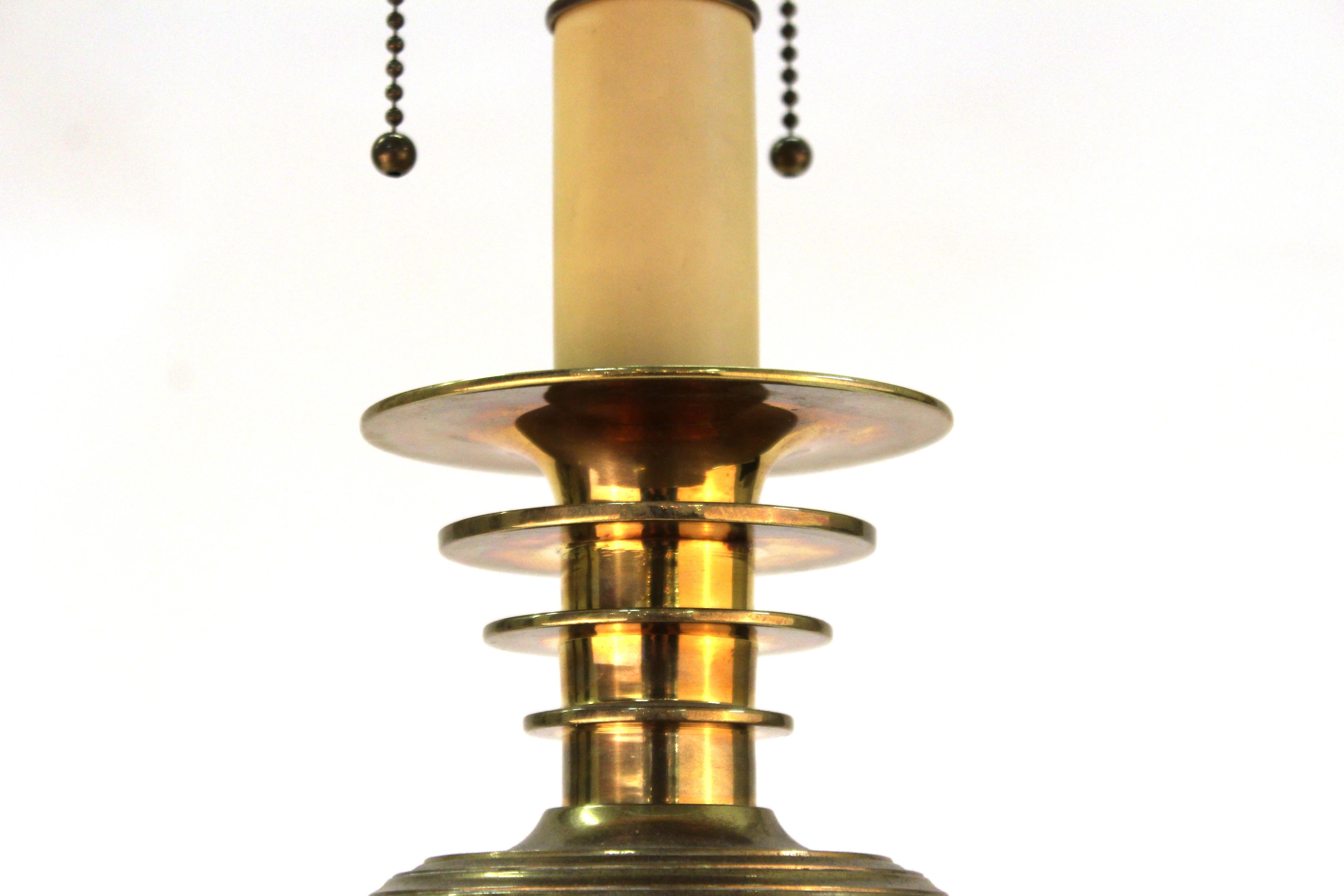 Hollywood Regency Honeycomb Brass Table Lamps 1