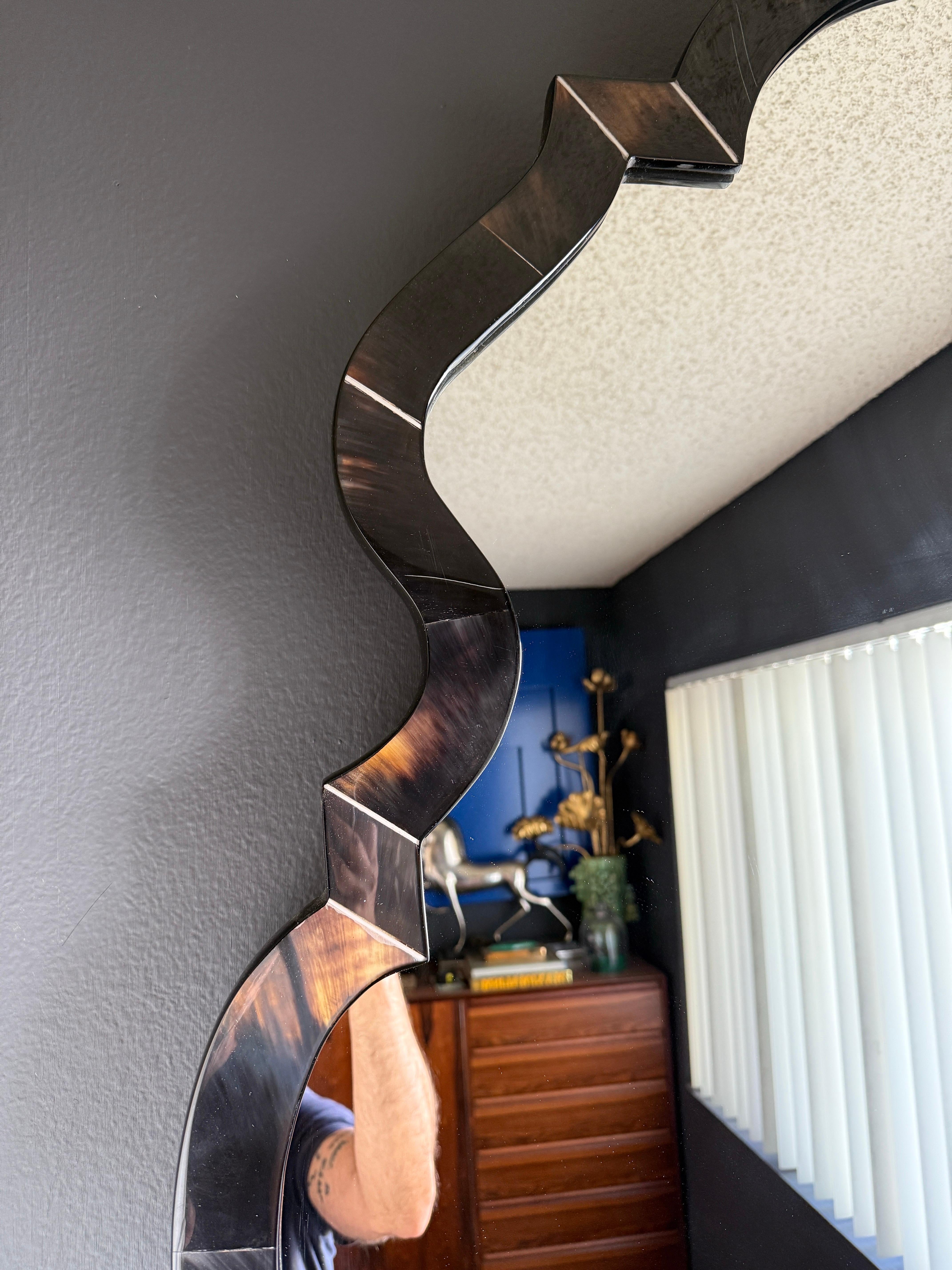 Hollywood Regency Horn Veneer and Resin Wall Mirror For Sale 4