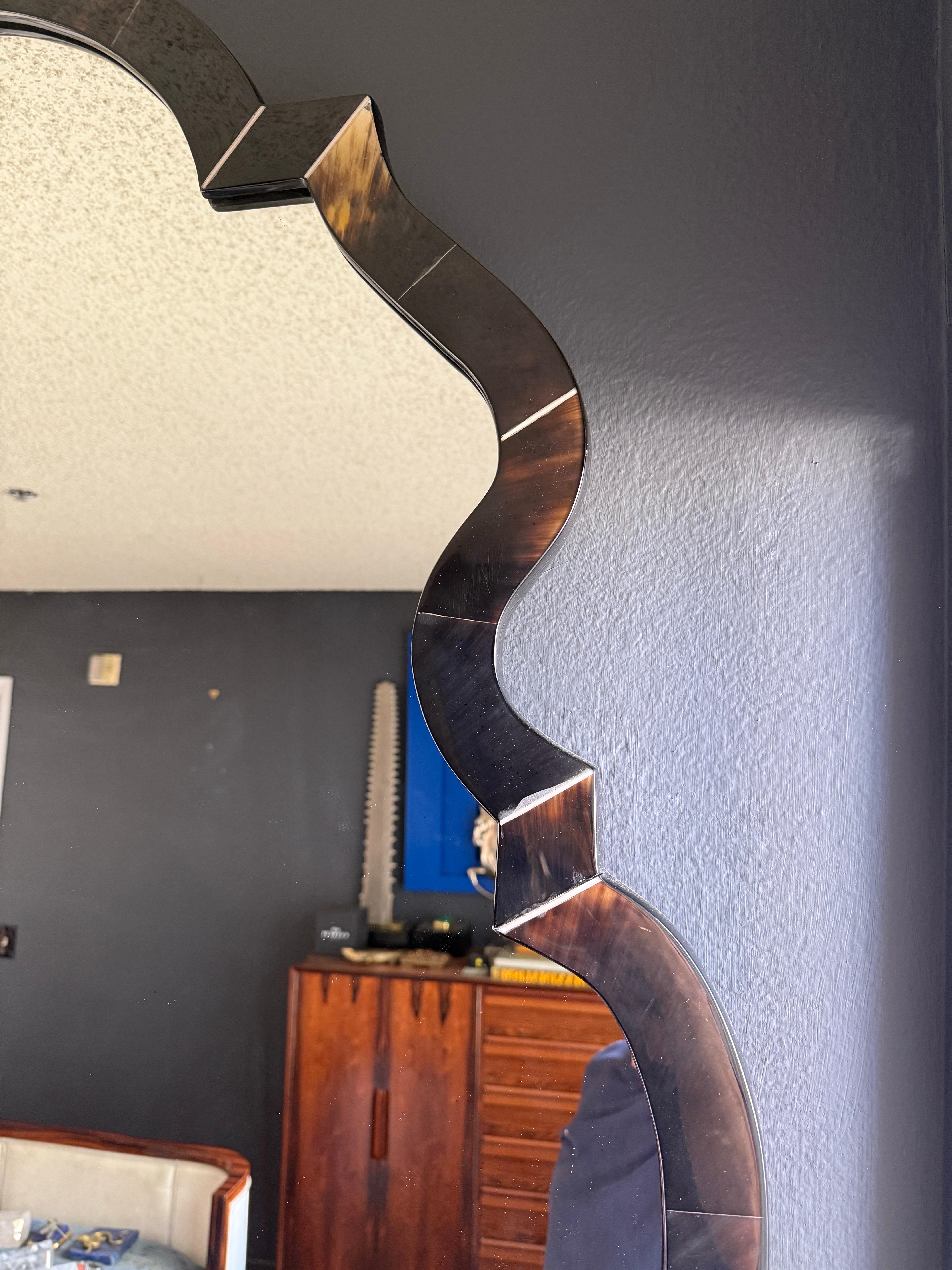 Hollywood Regency Horn Veneer and Resin Wall Mirror For Sale 6