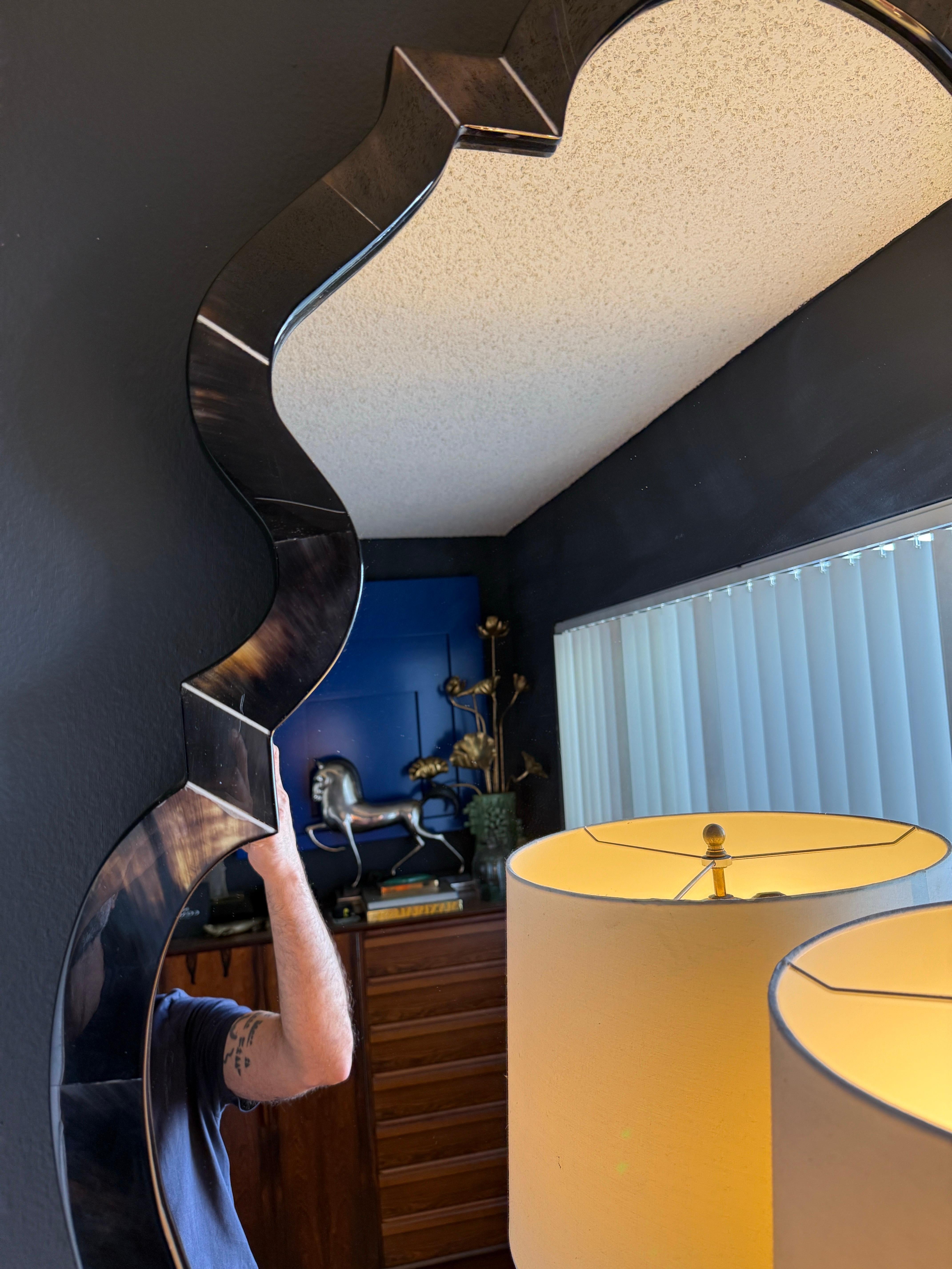 Hollywood Regency Horn Veneer and Resin Wall Mirror For Sale 8