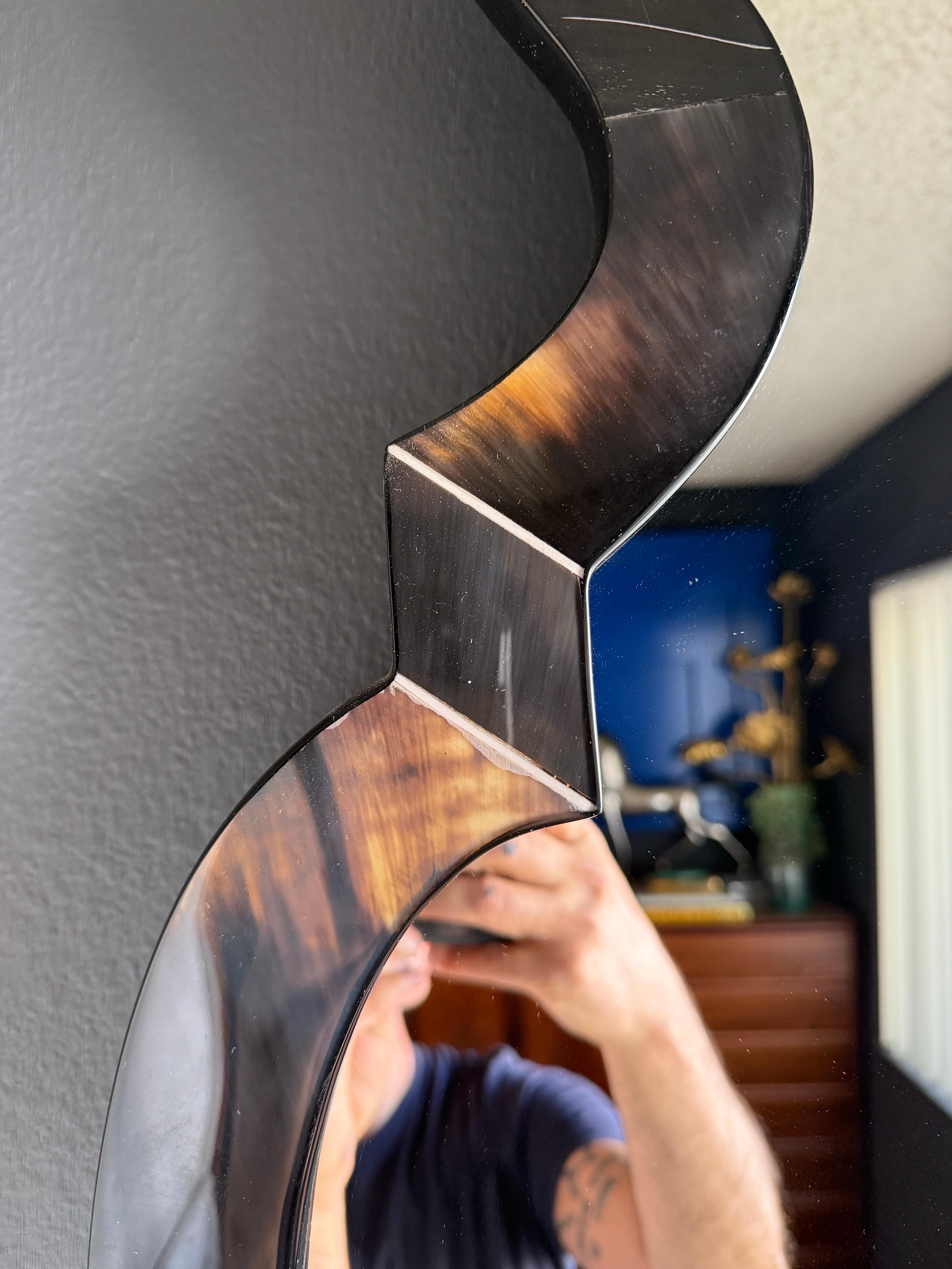 Hollywood Regency Horn Veneer and Resin Wall Mirror For Sale 9