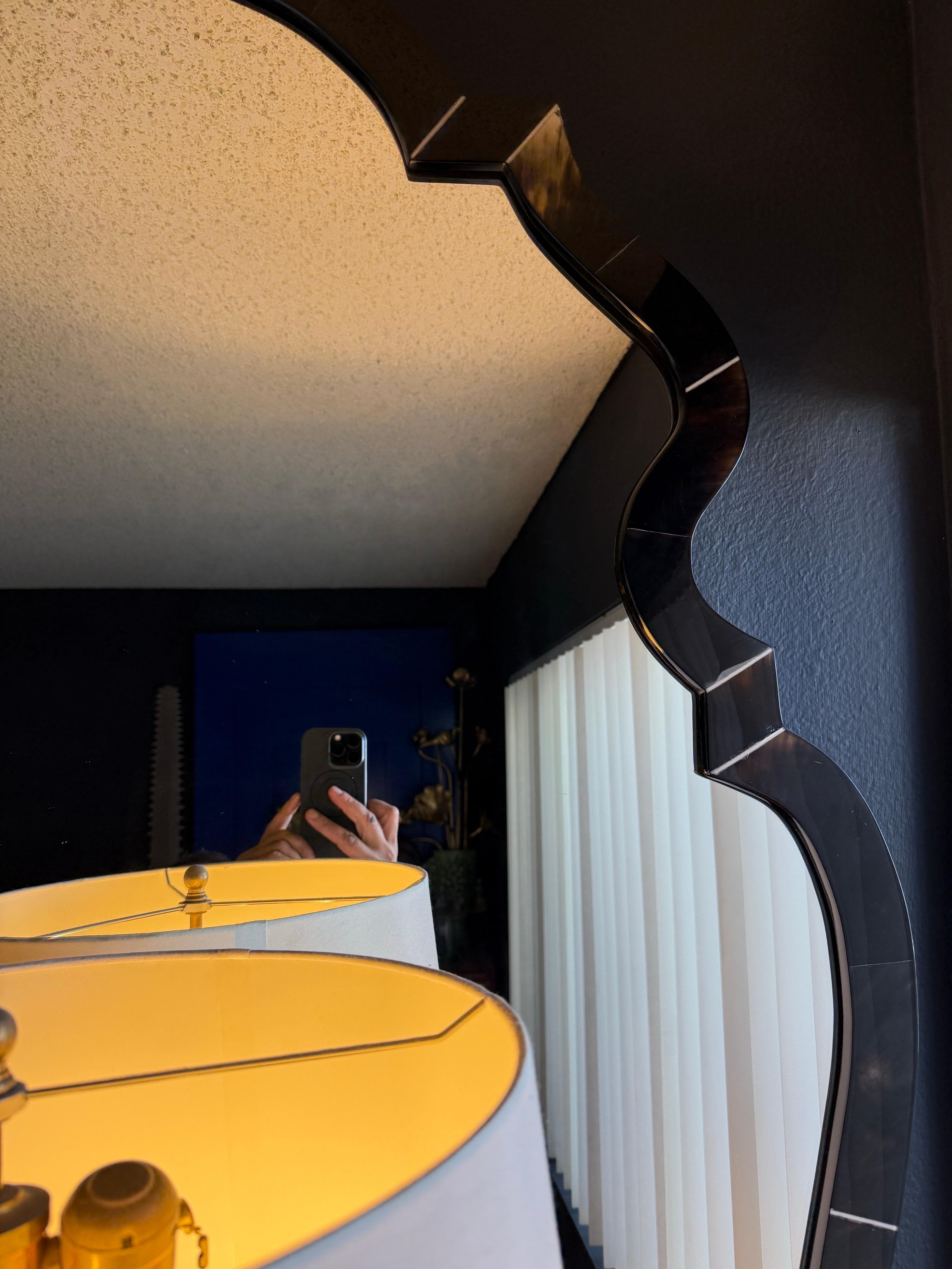 Hollywood Regency Horn Veneer and Resin Wall Mirror For Sale 11