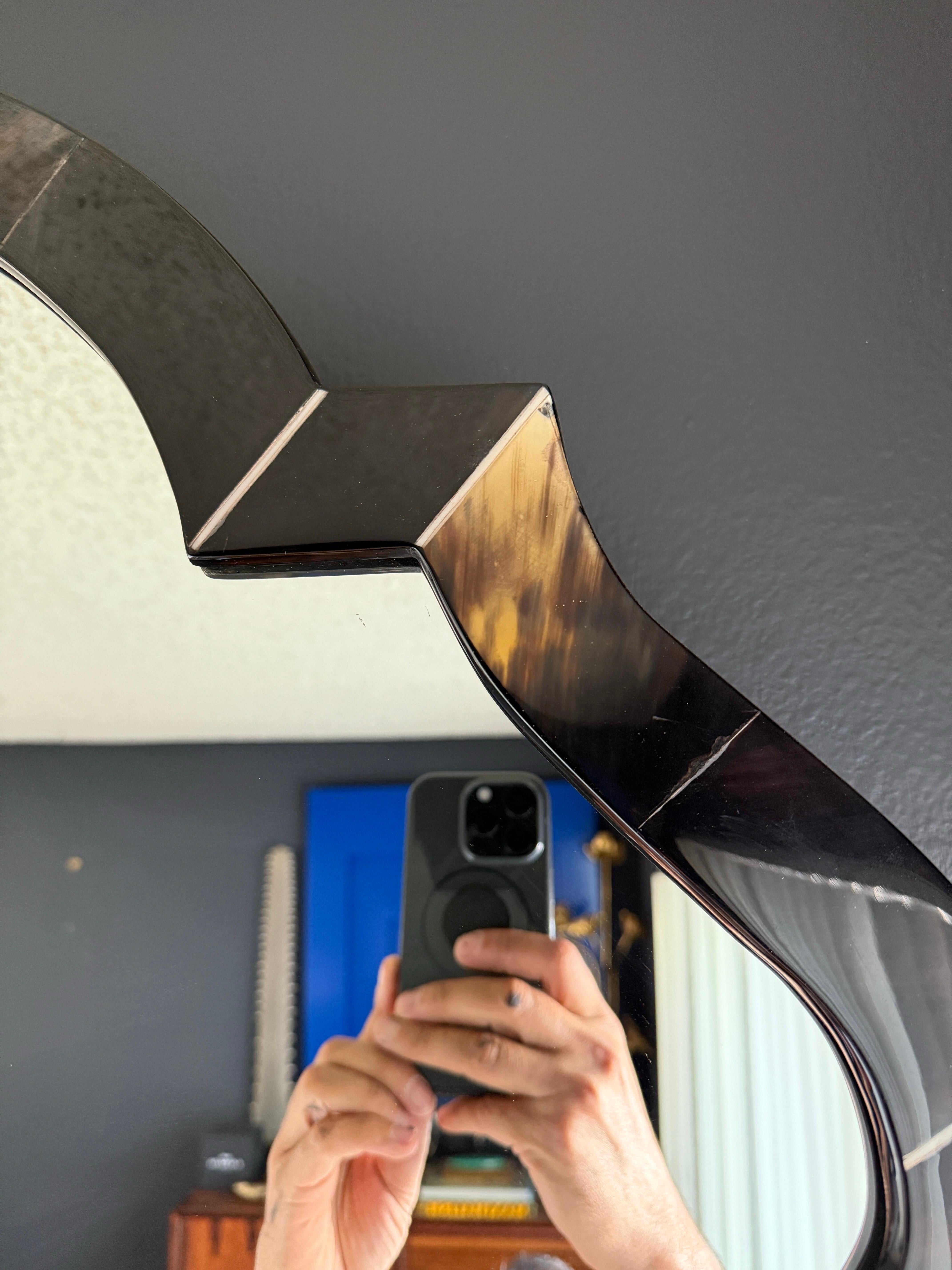 Hollywood Regency Horn Veneer and Resin Wall Mirror In Good Condition For Sale In North Hollywood, CA