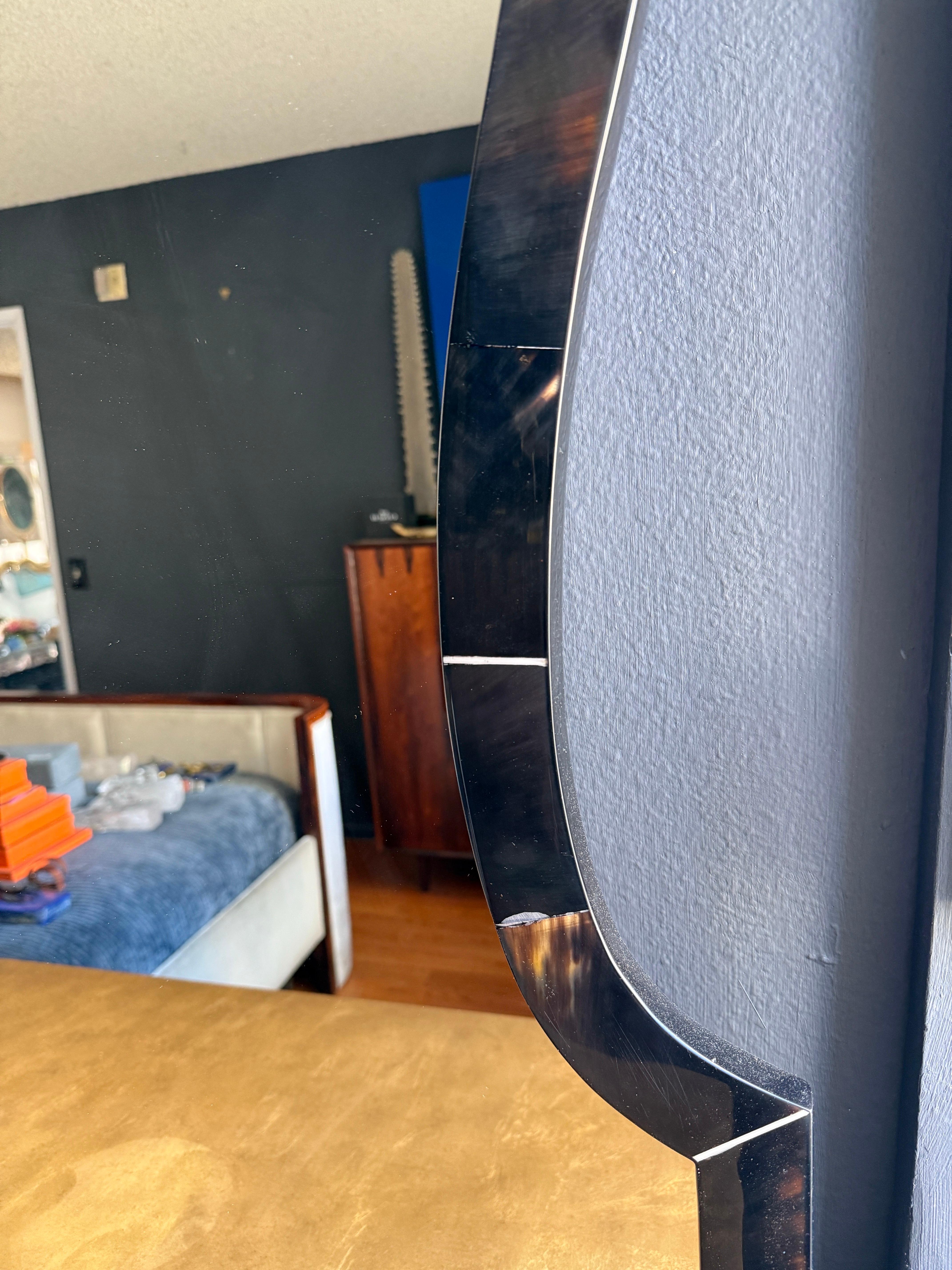 Late 20th Century Hollywood Regency Horn Veneer and Resin Wall Mirror For Sale