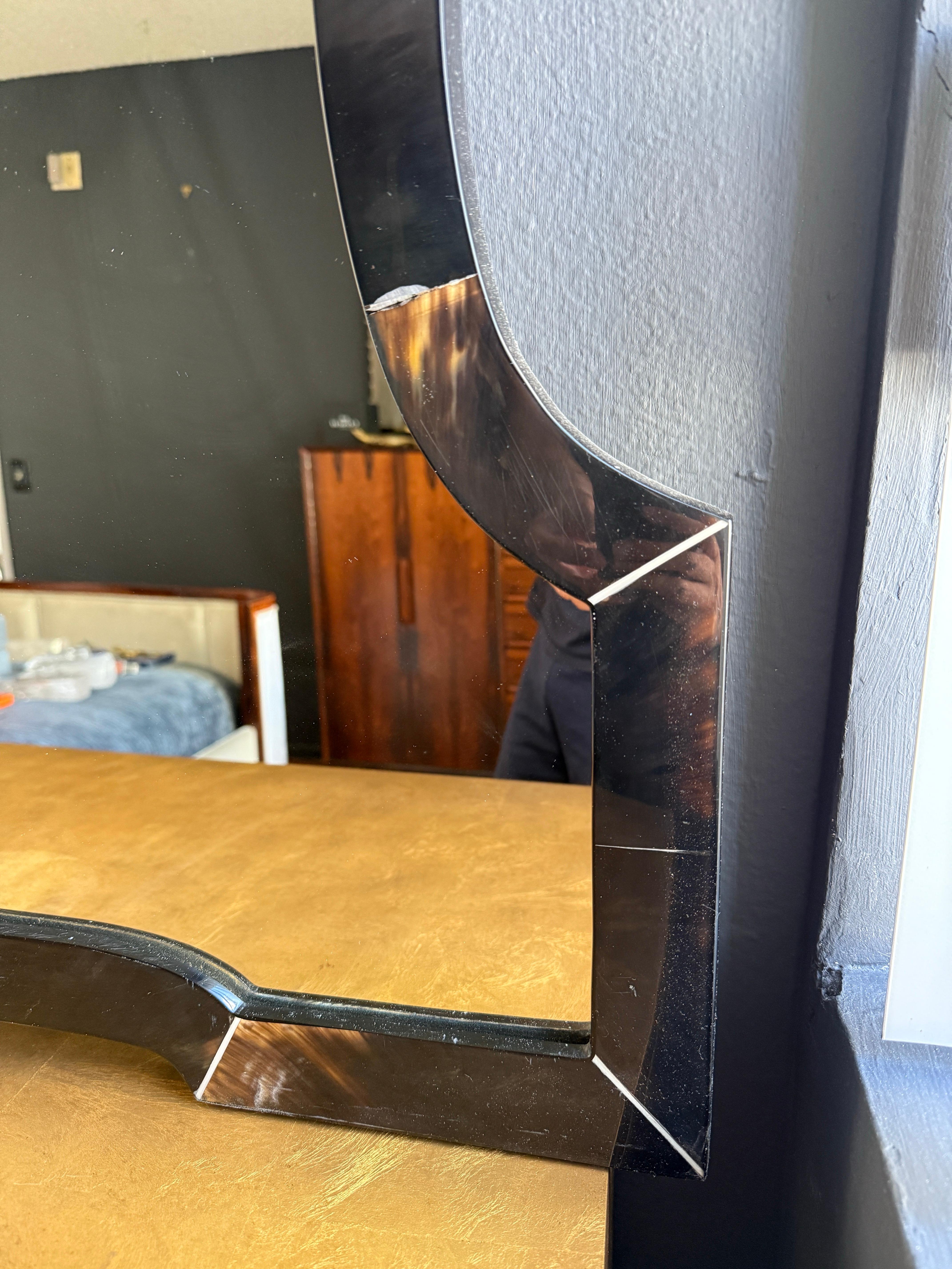 Hollywood Regency Horn Veneer and Resin Wall Mirror For Sale 1