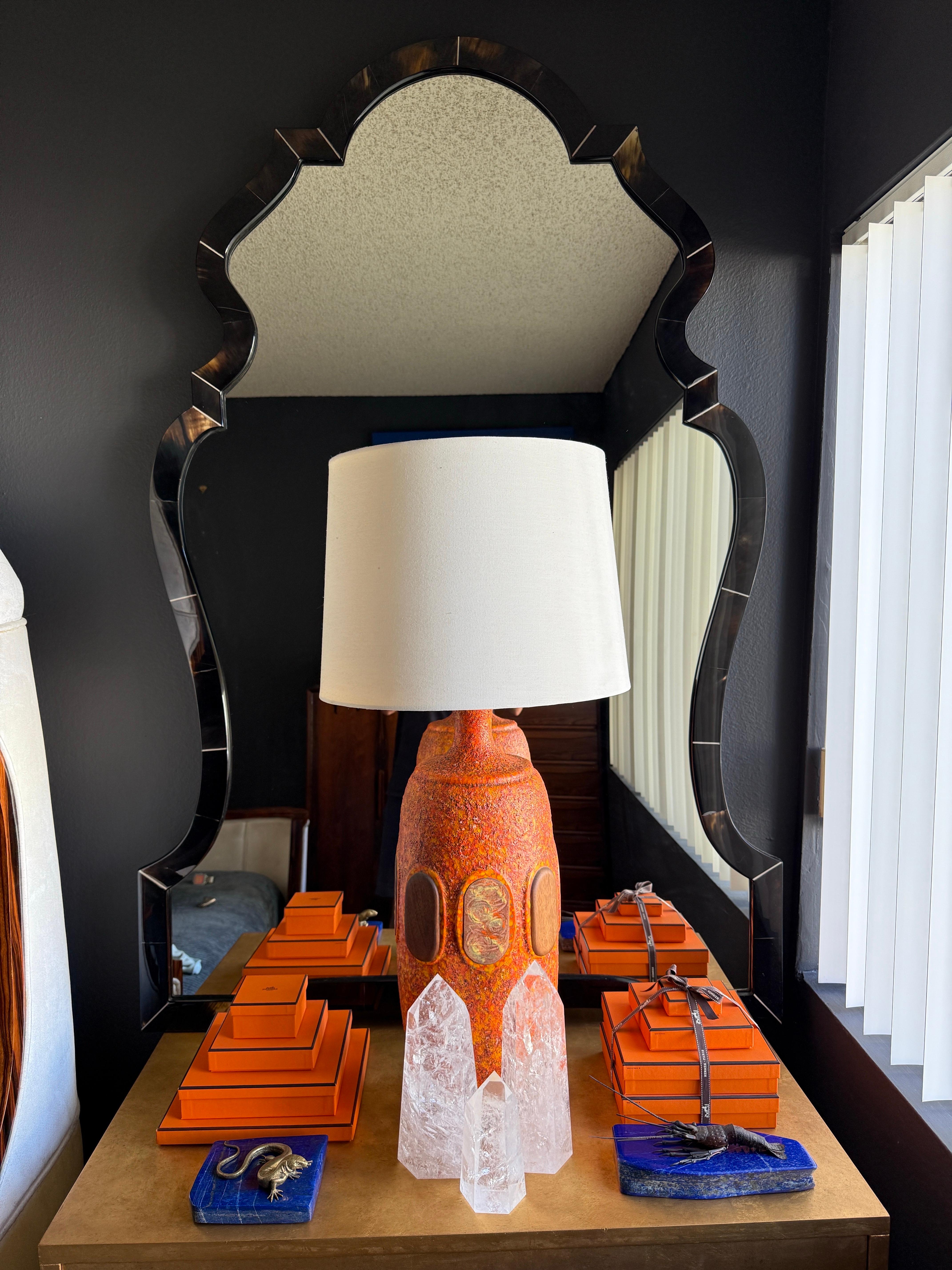 Hollywood Regency Horn Veneer and Resin Wall Mirror For Sale 2