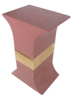 Hollywood Regency Sanduhr Glam Sockel Mauve Grascloth mit Messingbesatz 1980er Jahre